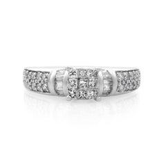 Rachel Koen Diamond Engagement Ring 14K White Gold 0.55cttw