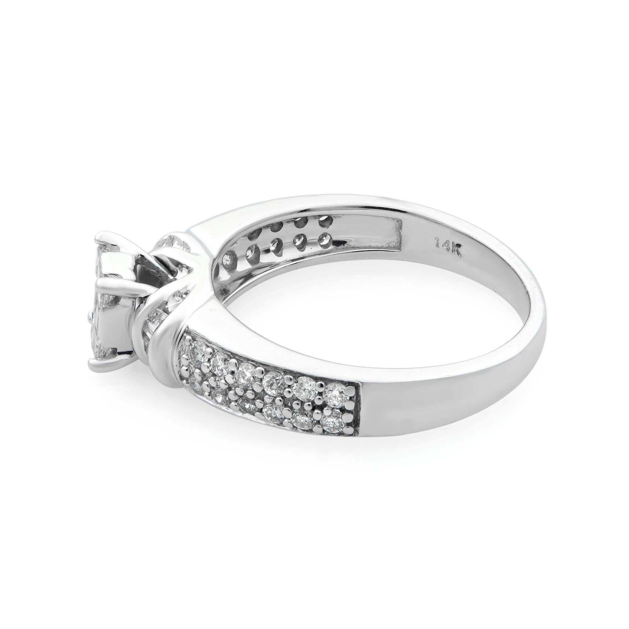Modern Rachel Koen Diamond Engagement Ring 14K White Gold 0.55cttw For Sale