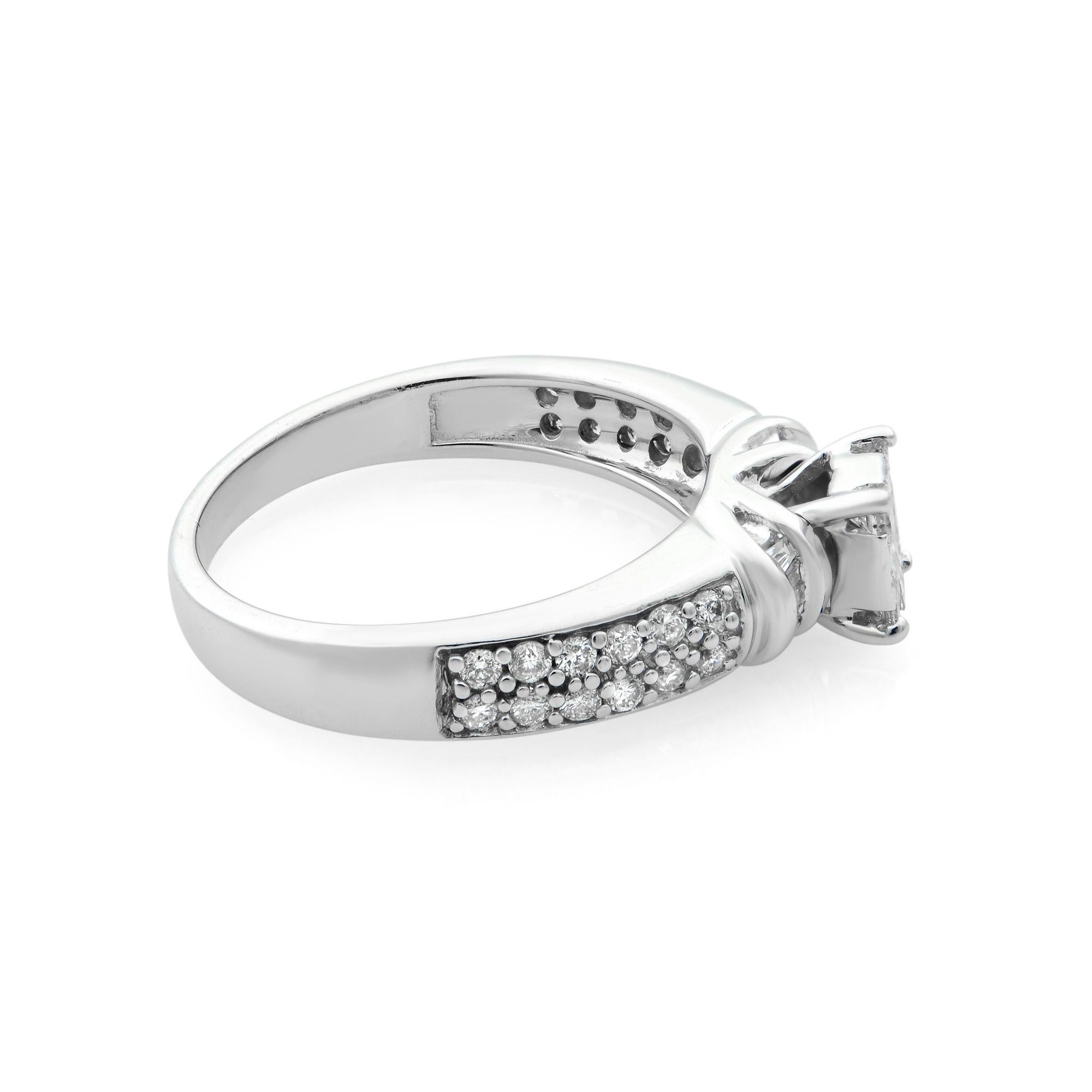 Square Cut Rachel Koen Diamond Engagement Ring 14K White Gold 0.55cttw For Sale