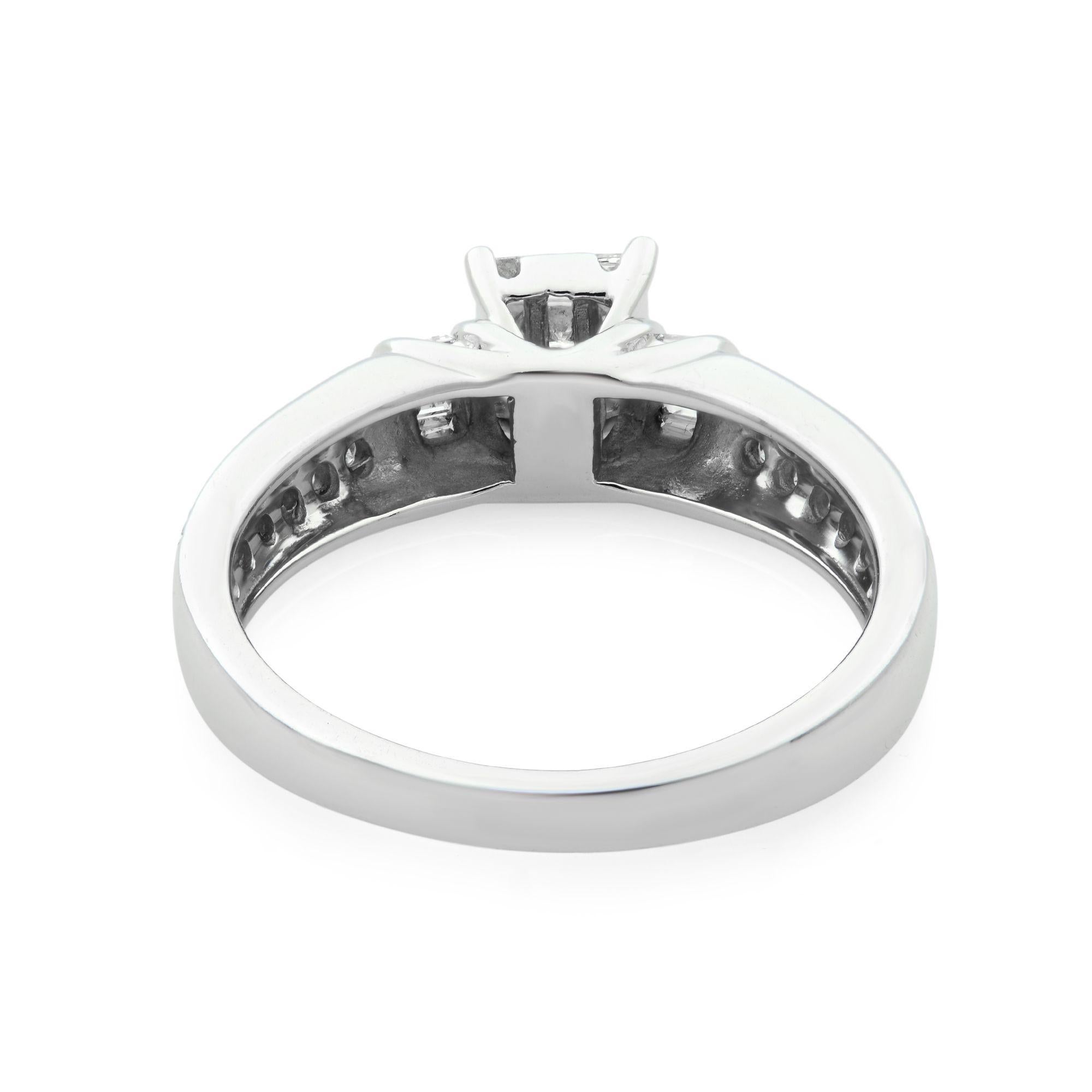 Rachel Koen Diamond Engagement Ring 14K White Gold 0.55cttw In New Condition For Sale In New York, NY
