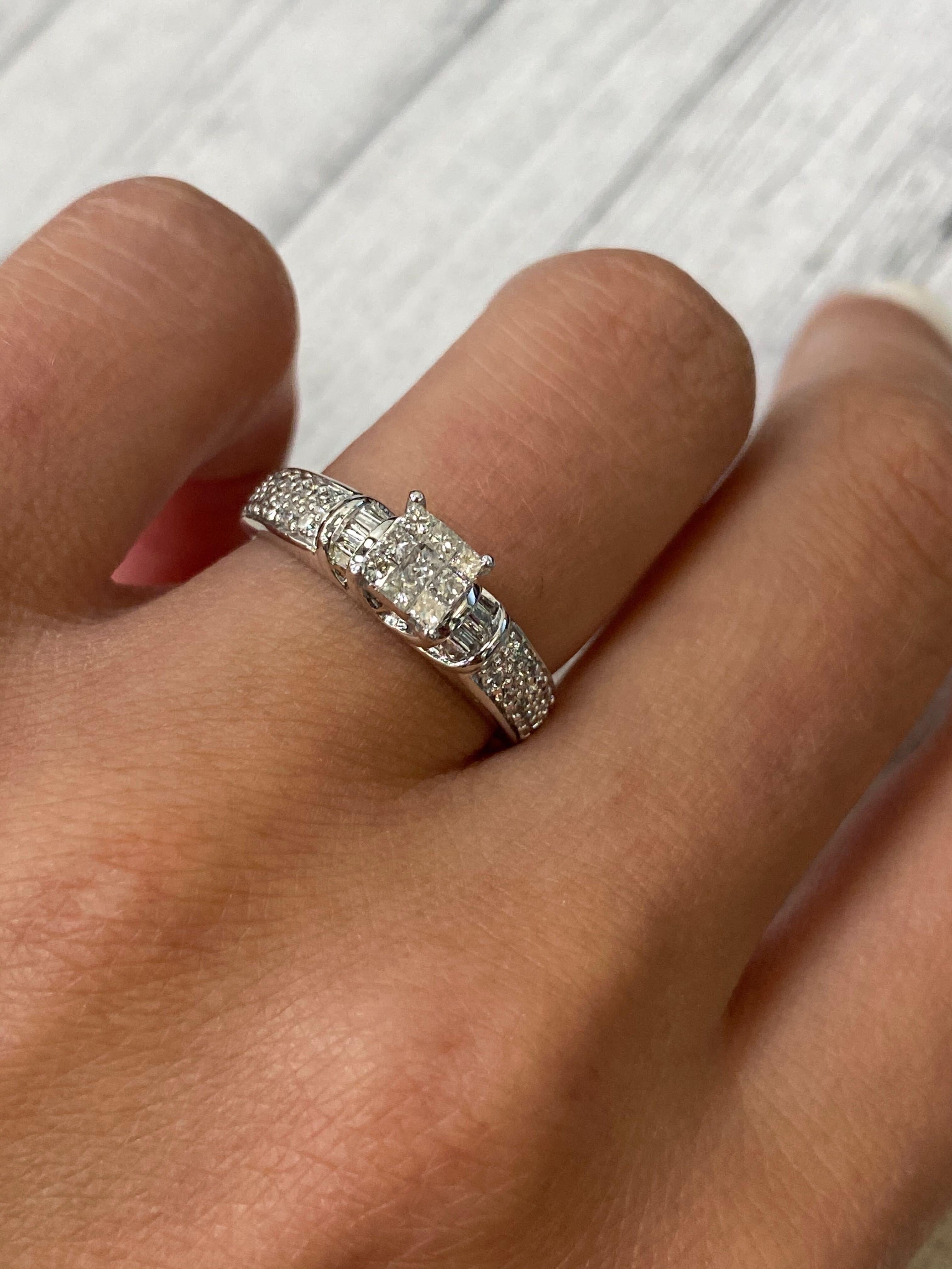 Women's Rachel Koen Diamond Engagement Ring 14K White Gold 0.55cttw For Sale