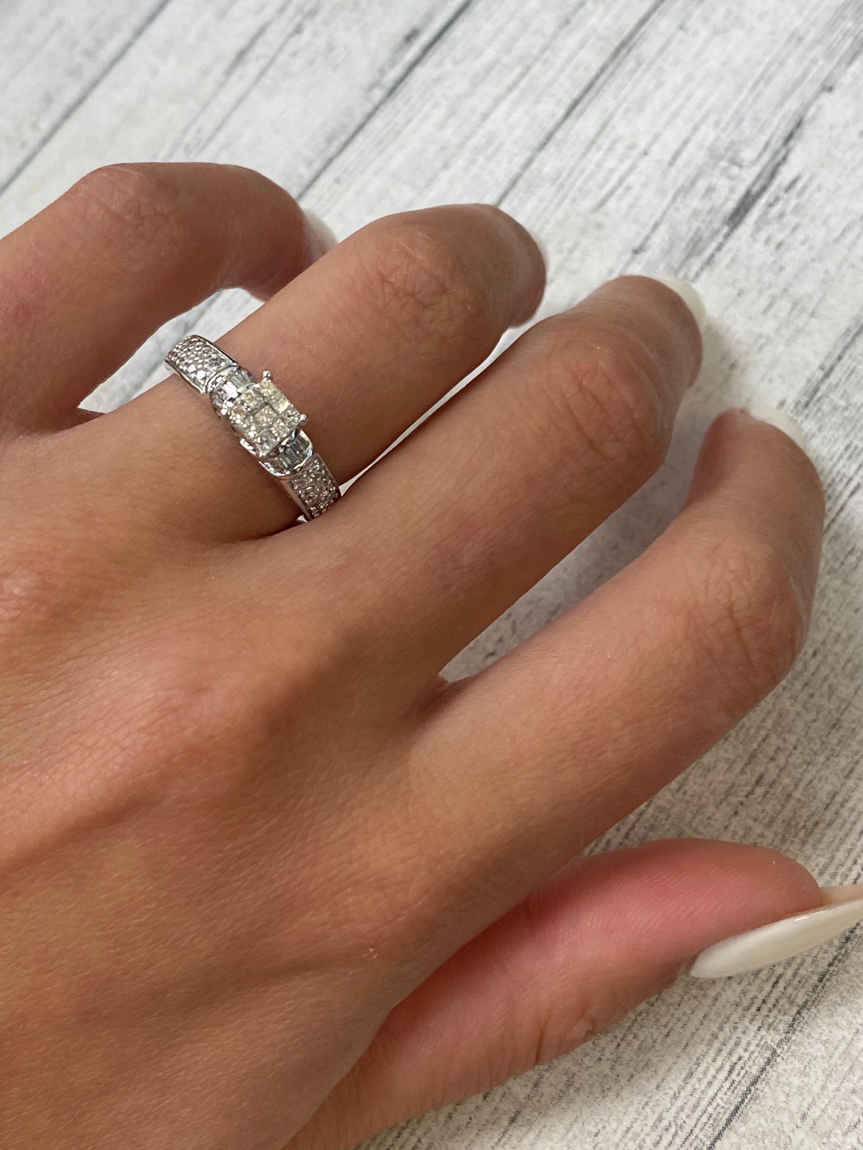 Rachel Koen Diamond Engagement Ring 14K White Gold 0.55cttw For Sale 1