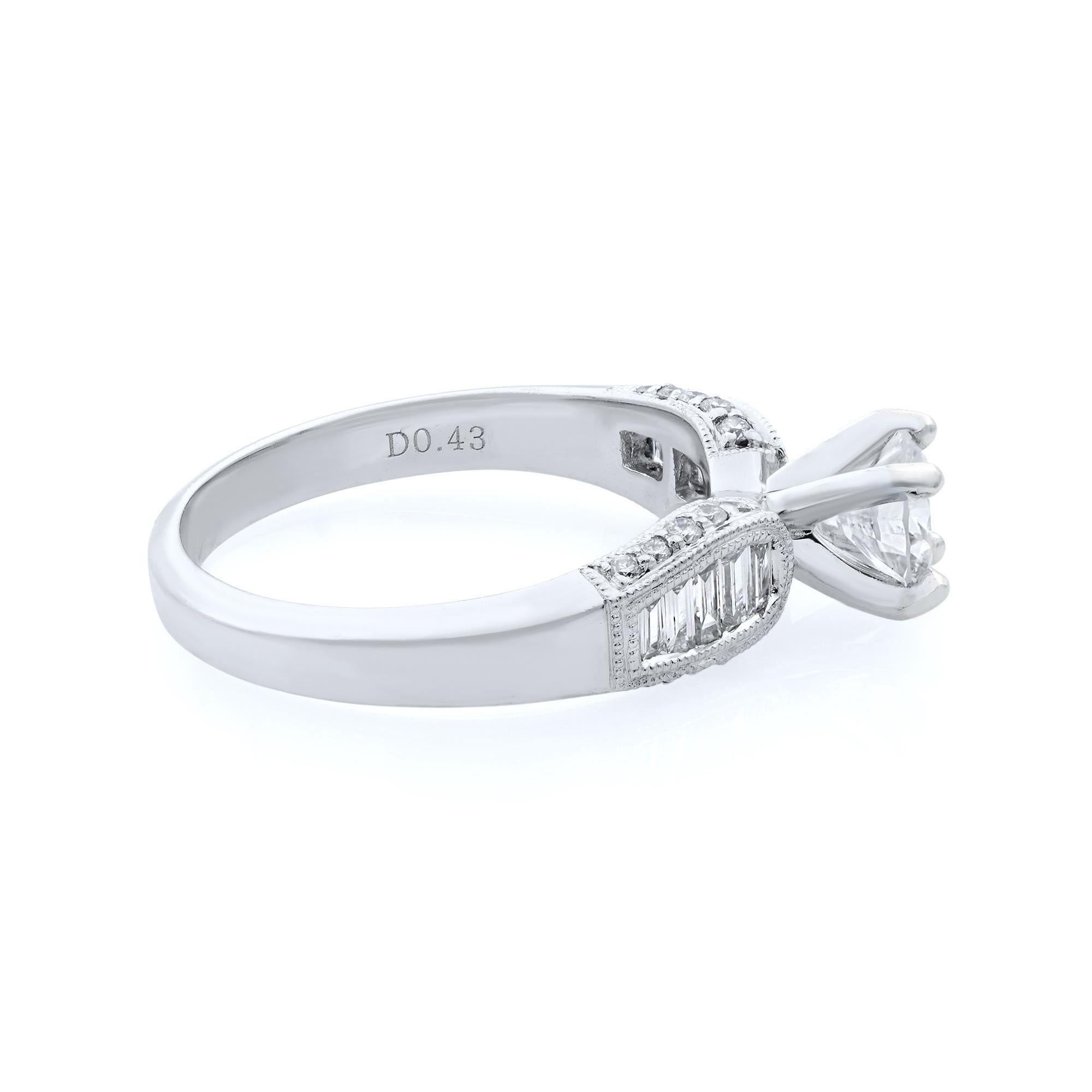 Modern Rachel Koen Diamond Engagement Ring 18K White Gold 1.03Cttw For Sale