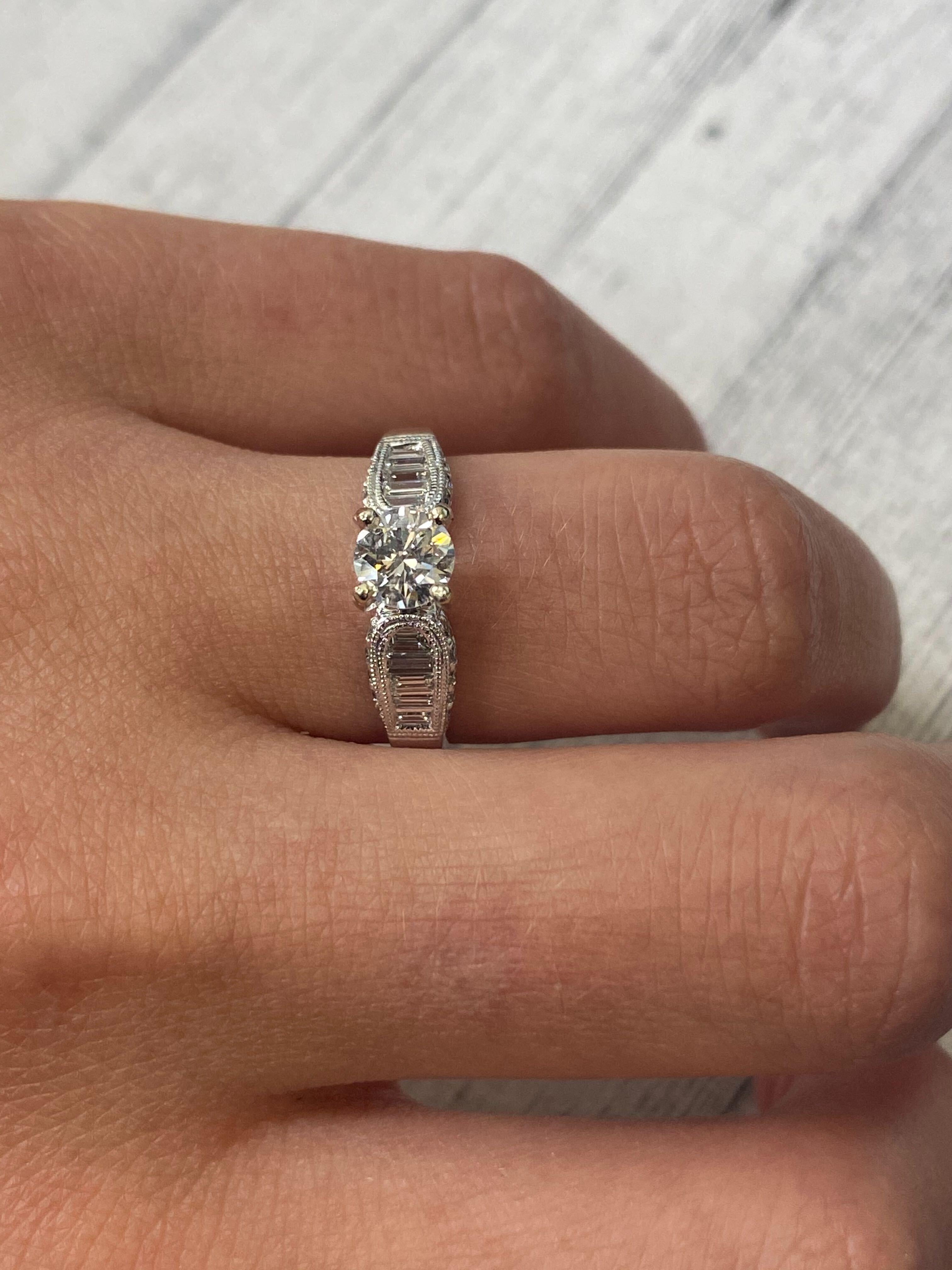 Rachel Koen Diamond Engagement Ring 18K White Gold 1.03Cttw For Sale 1