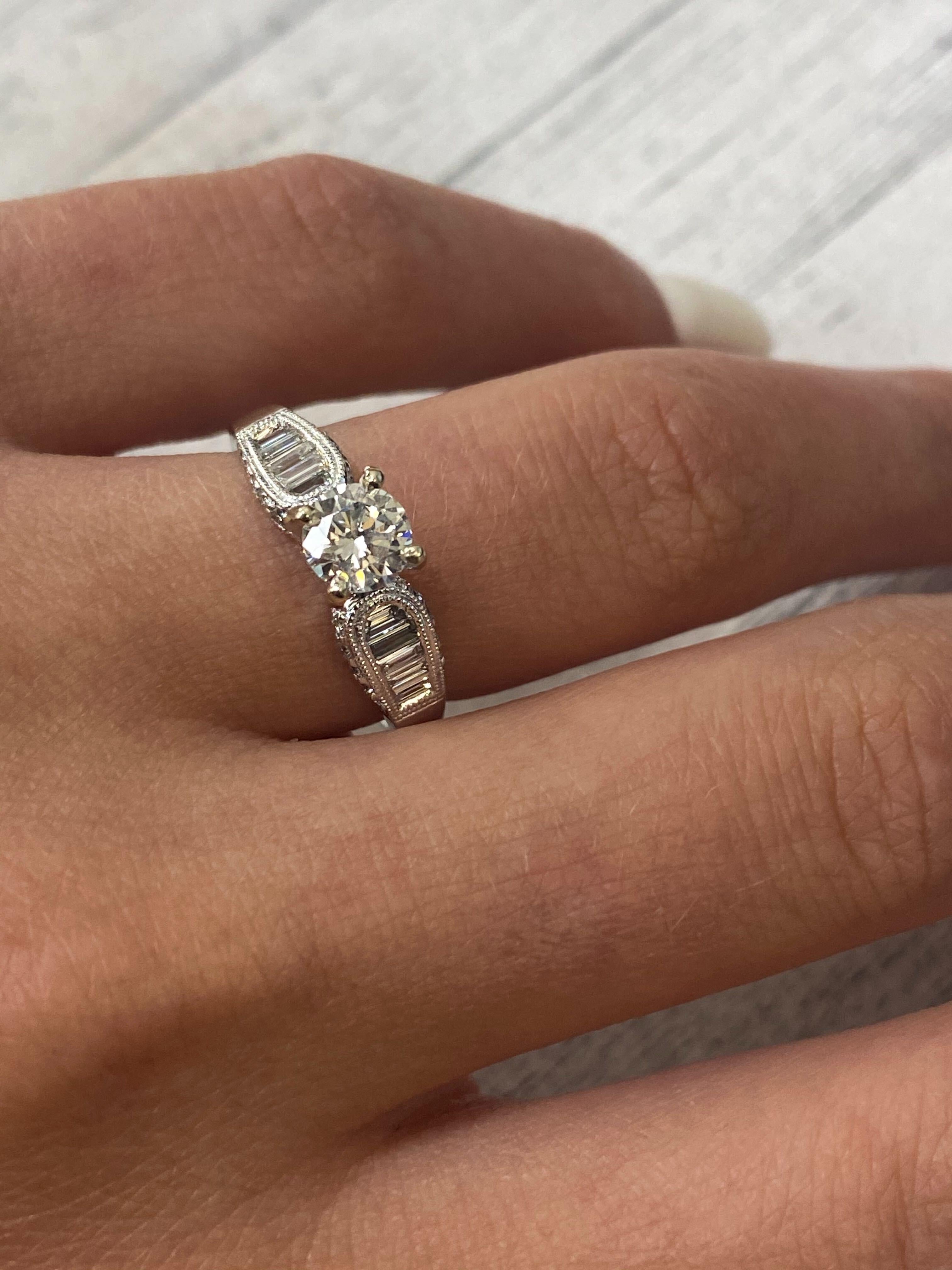 Rachel Koen Diamond Engagement Ring 18K White Gold 1.03Cttw For Sale 2