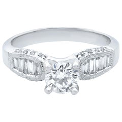 Rachel Koen Diamond Engagement Ring 18K White Gold 1.03Cttw