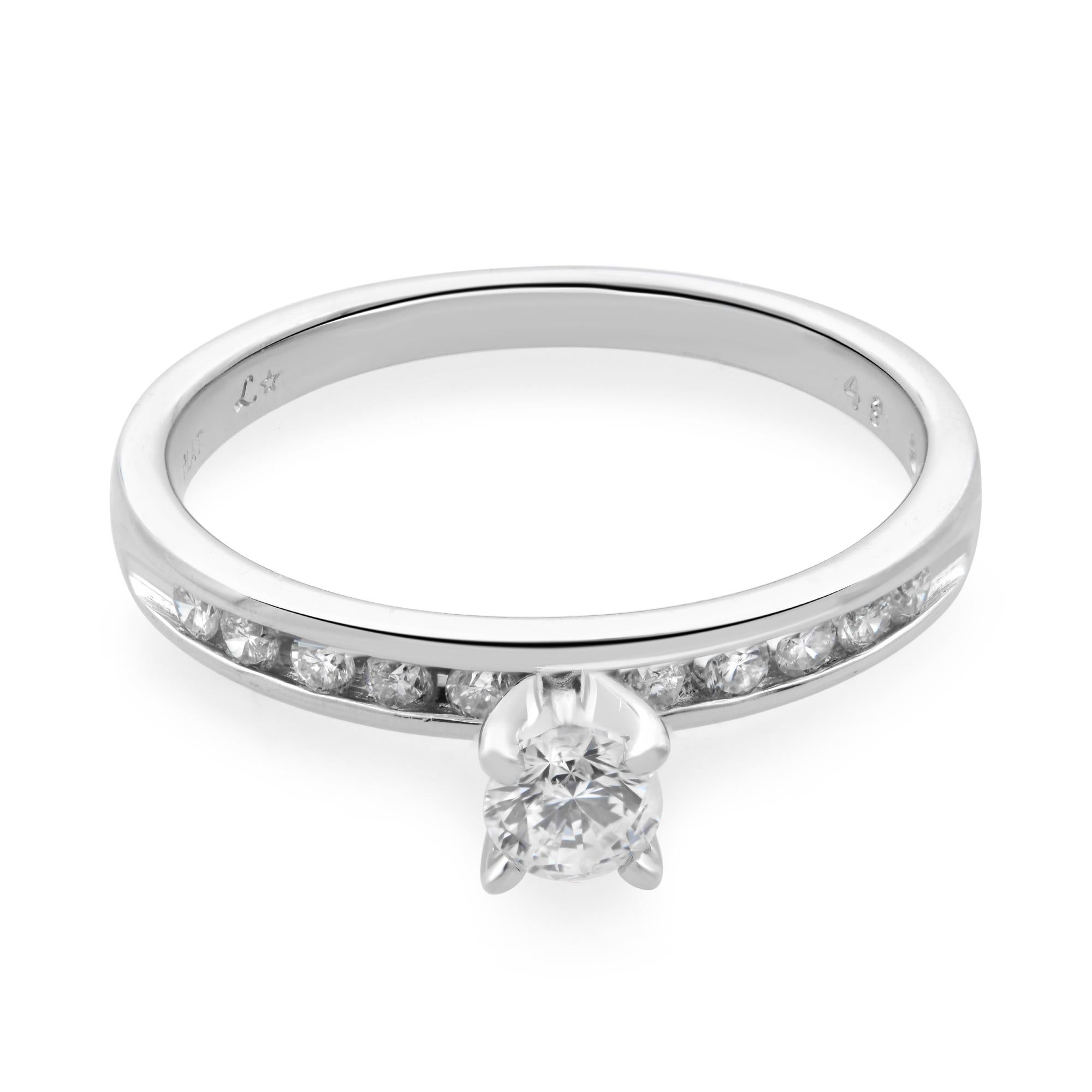 Round Cut Rachel Koen Diamond Engagement Ring Platinum 0.35cttw For Sale