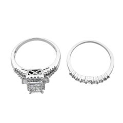 Rachel Koen Diamond Engagement Set of Rings 14K White Gold 1.5cttw
