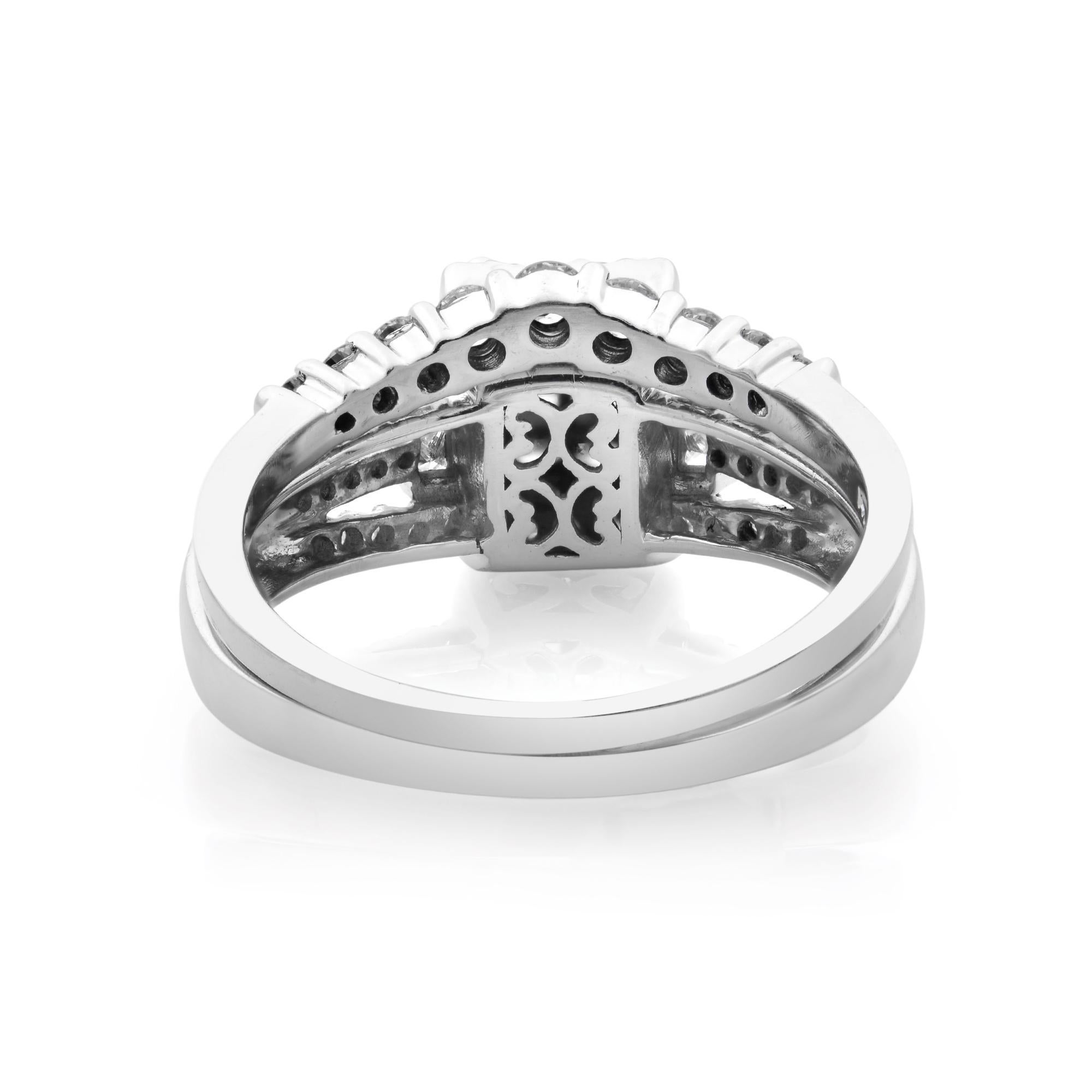 Women's or Men's Rachel Koen Diamond Engagement Set of Rings 14K White Gold 1.5cttw For Sale