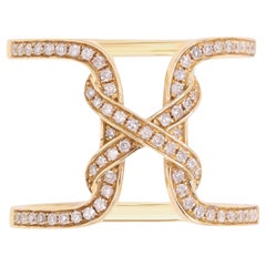Rachel Koen Diamond Fancy Wide Open Statement Ring 18K Yellow Gold 0.31cttw