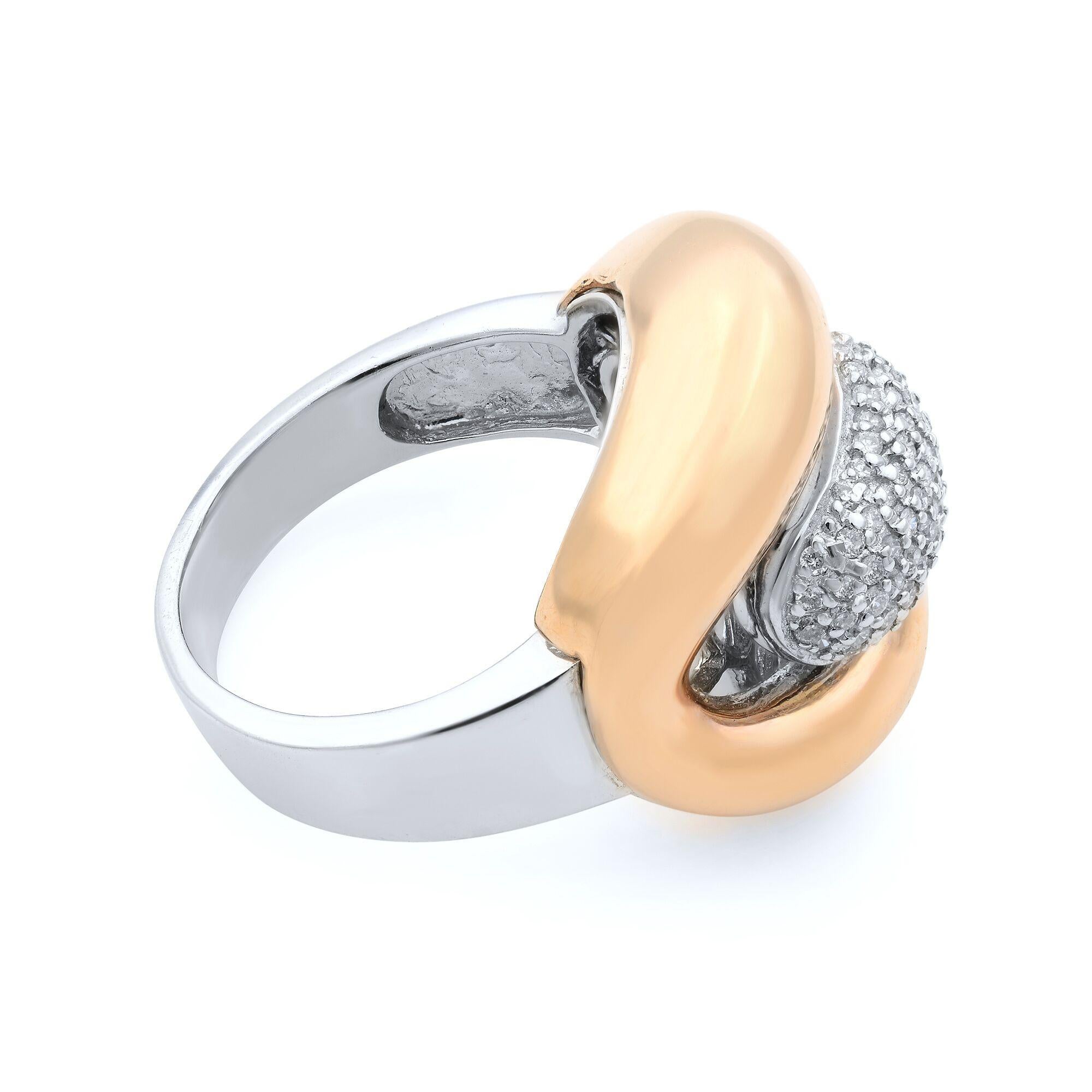 Modern Rachel Koen Diamond Fashion Ring 14K White and Rose Gold 0.35Cttw For Sale