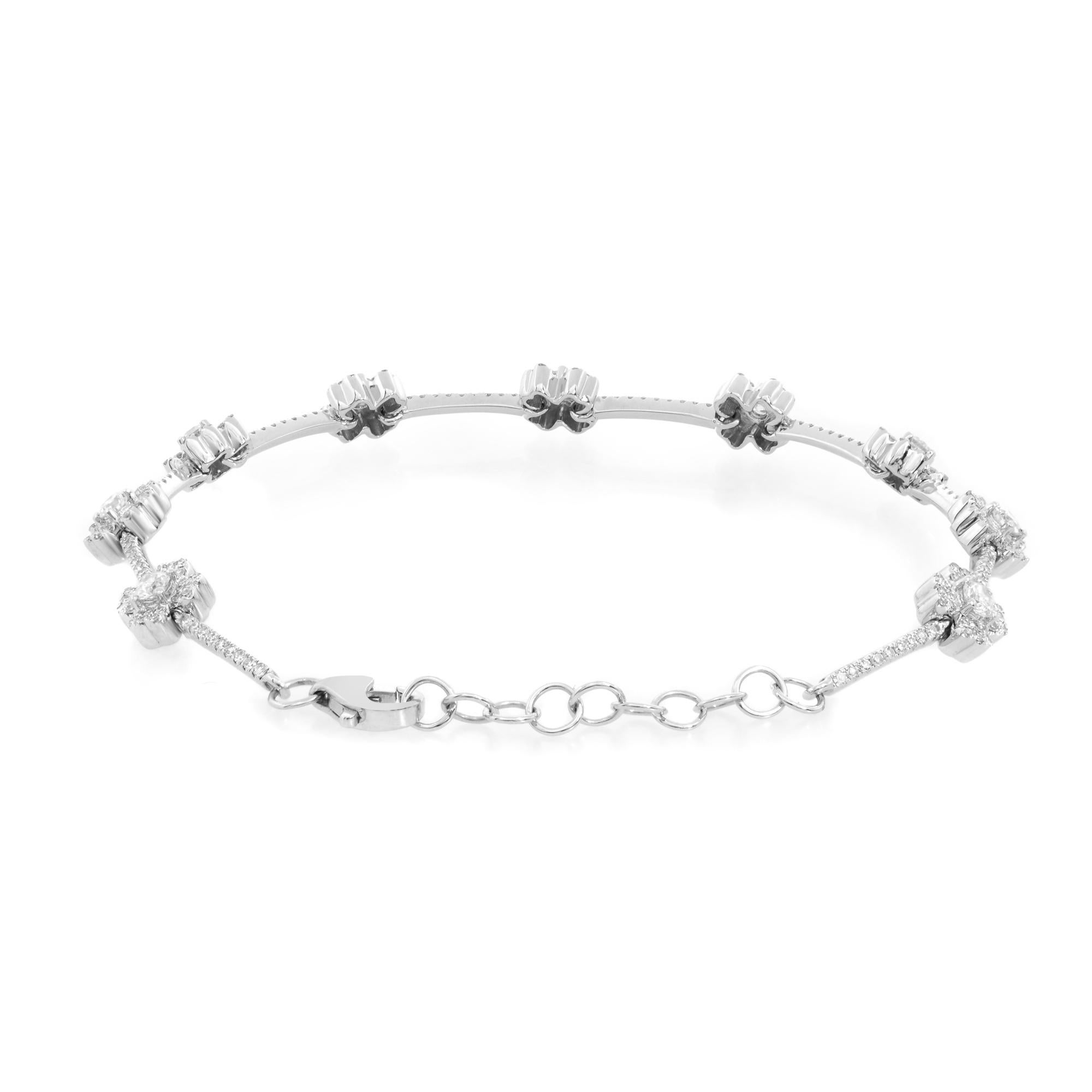 Rachel Koen Diamant-Blumenarmband 14K Weißgold 1,29cttw (Moderne)