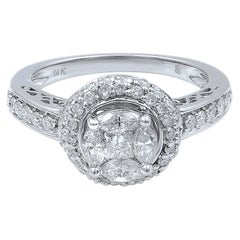 Rachel Koen Diamant-Halo-Verlobungsring 14K Weißgold 1,13cttw