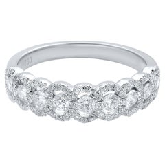 Rachel Koen Diamant-Halo-Halbmondband aus 18 Karat Weißgold mit 0,70 Gesamtkaratgewicht