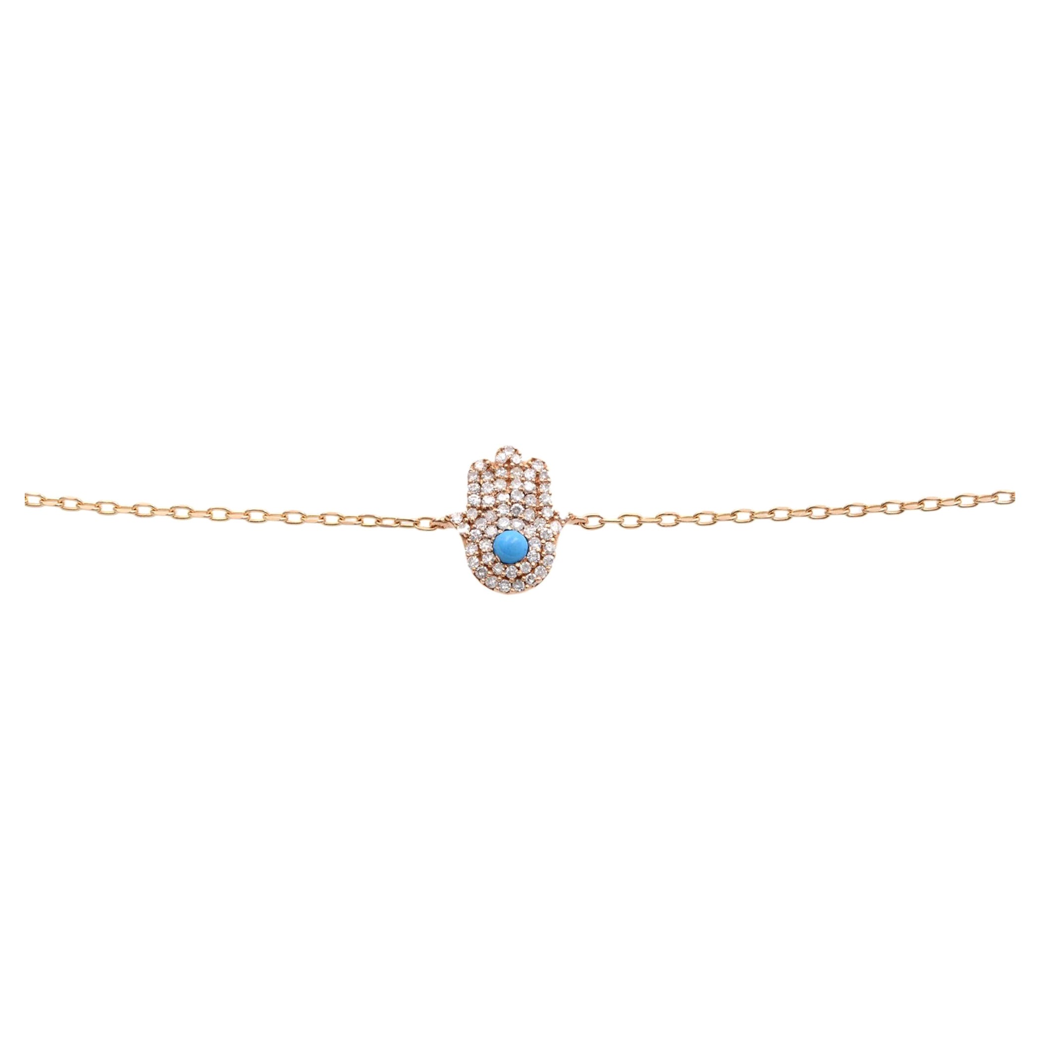 Rachel Koen Pulsera Hamsa de diamantes Oro rosa 14k 0,15cttw