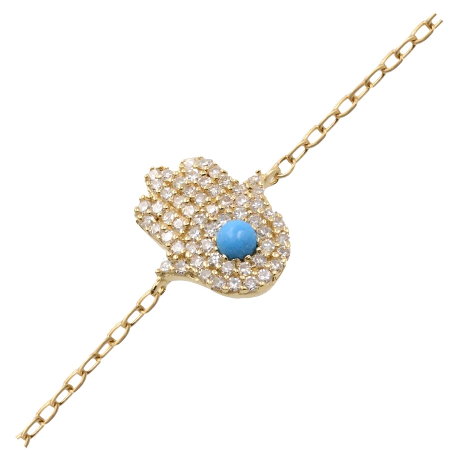 Rachel Koen Pulsera Hamsa Diamante Oro Amarillo 14k 0.15cttw