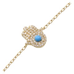 Rachel Koen Pulsera Hamsa Diamante Oro Amarillo 14k 0.15cttw