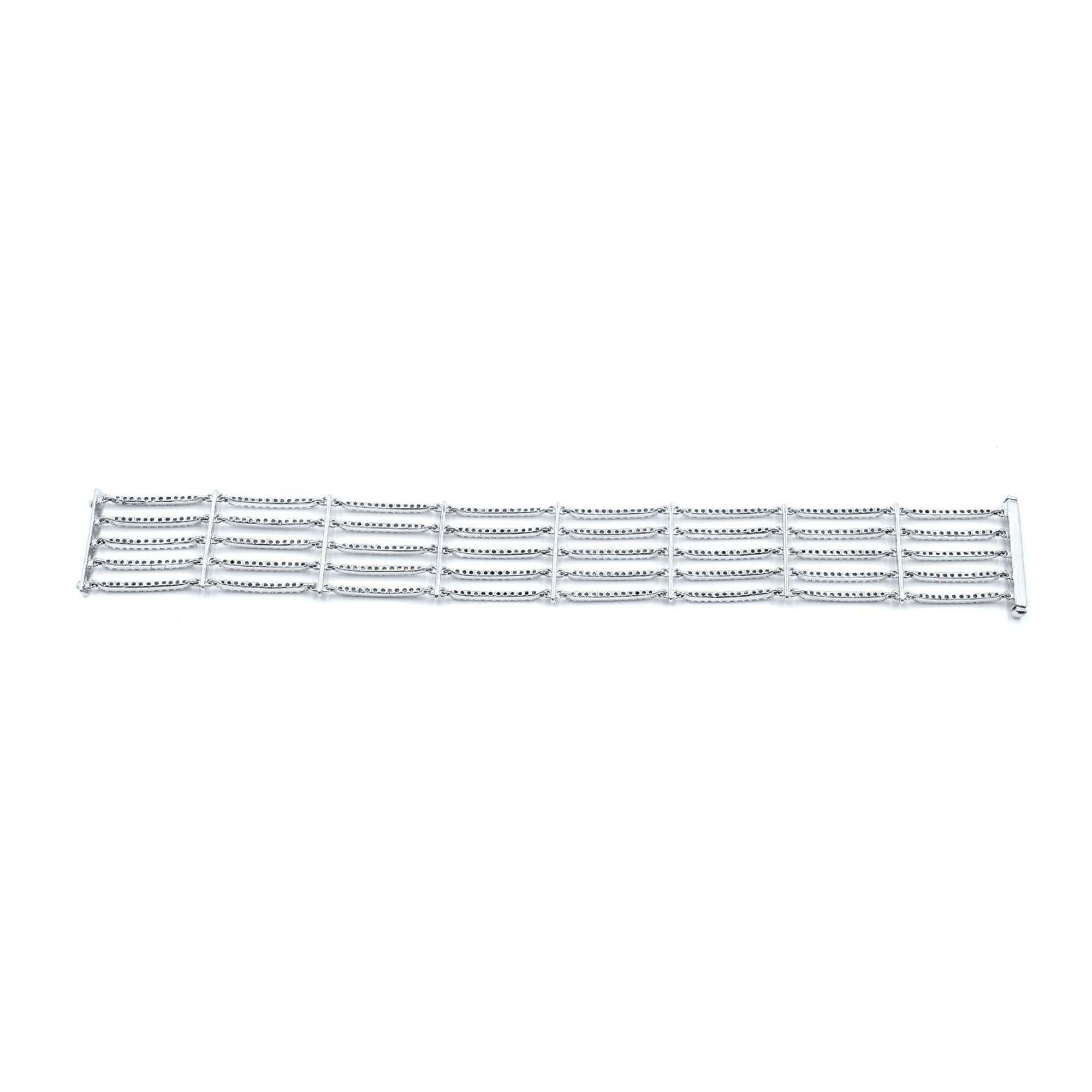 Moderne Rachel Koen Bracelet fait main en or blanc 18 carats et diamants de 18,25 pouces en vente
