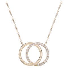 Rachel Koen Diamond Interlocking Rings Pendant Necklace 14K Yellow Gold 0.31cttw