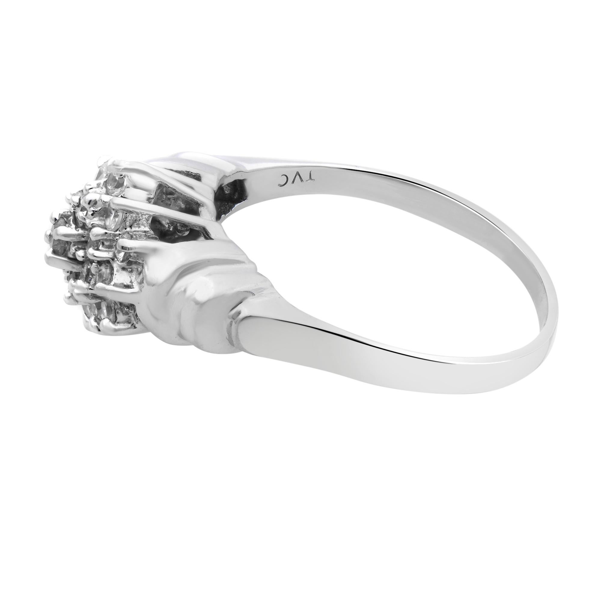 Modern Rachel Koen Diamond Ladies Cocktail Ring 14K White Gold 0.25cttw For Sale