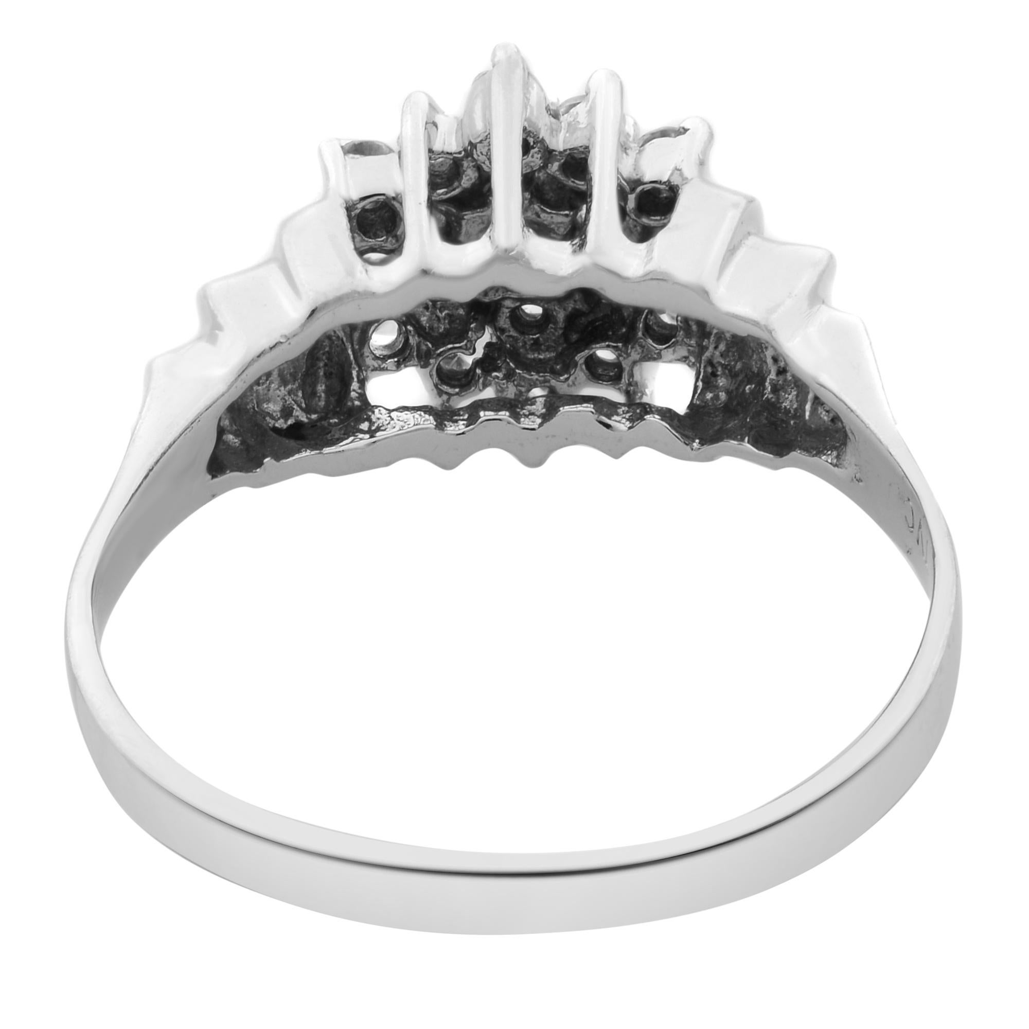 Round Cut Rachel Koen Diamond Ladies Cocktail Ring 14K White Gold 0.25cttw For Sale