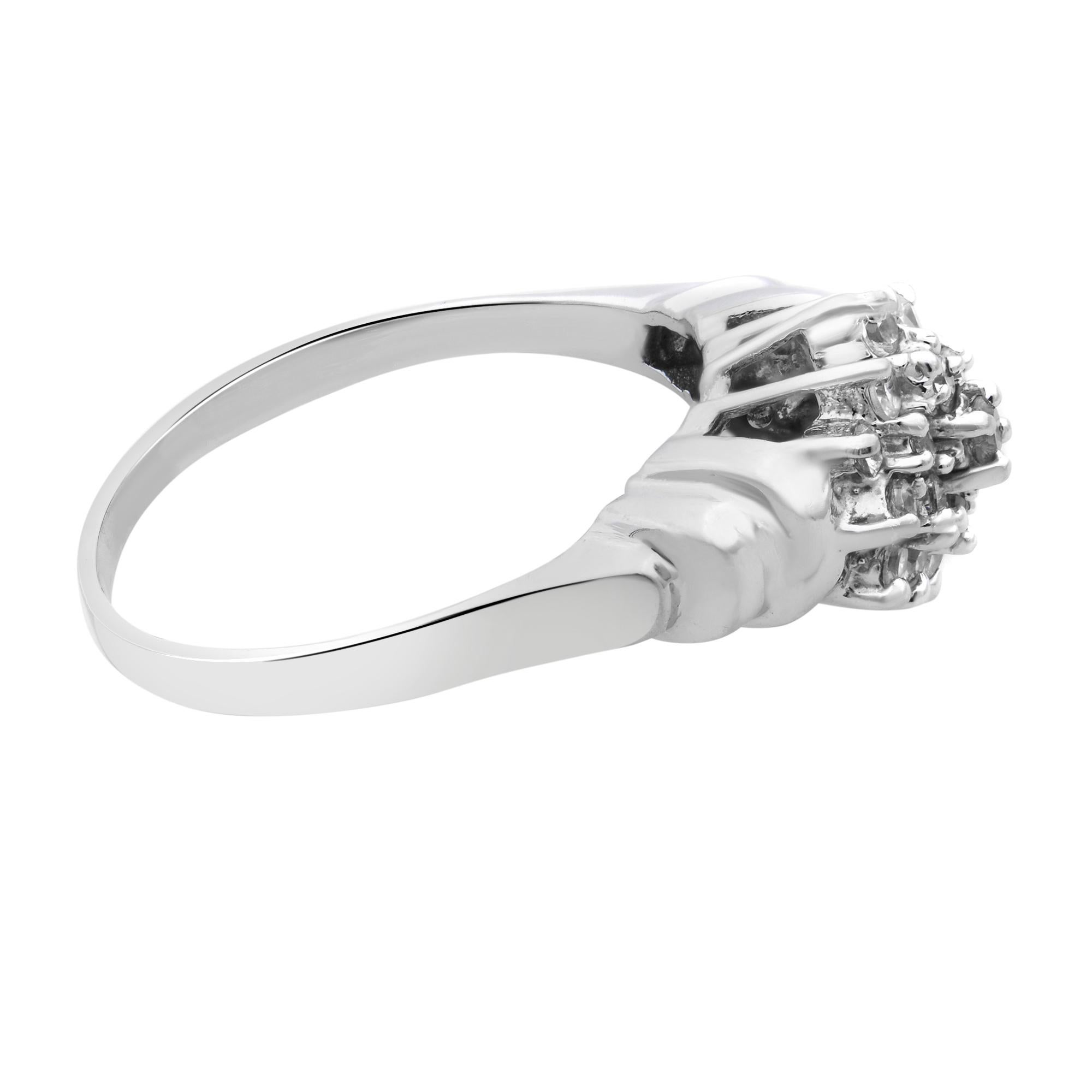Rachel Koen Diamond Ladies Cocktail Ring 14K White Gold 0.25cttw In New Condition For Sale In New York, NY