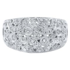 Rachel Koen Bague dôme en or blanc 14 carats avec diamants pour femmes 0,75 carat poids total