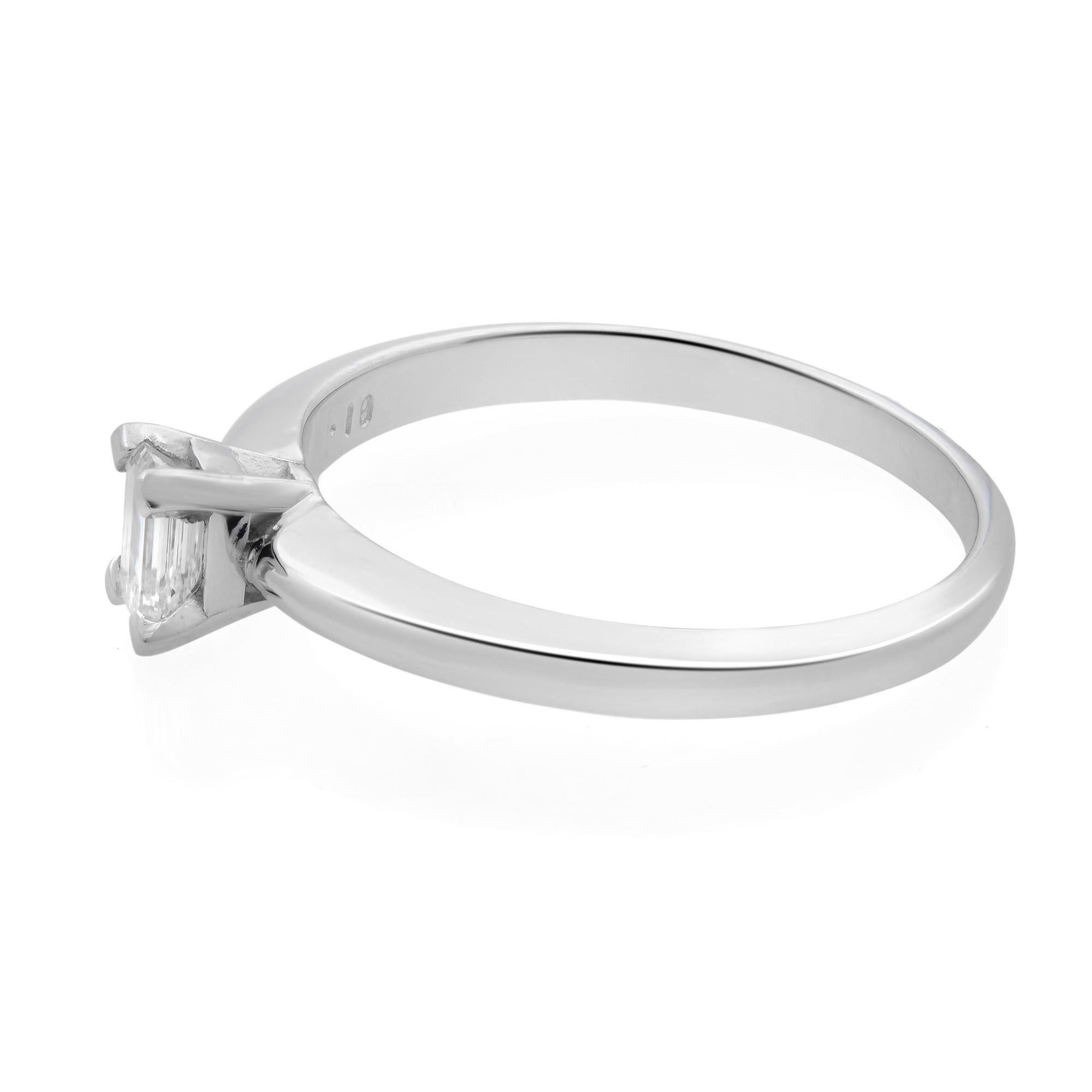 Emerald Cut Rachel Koen Diamond Ladies Engagement Ring 14K White Gold 0.20cttw For Sale