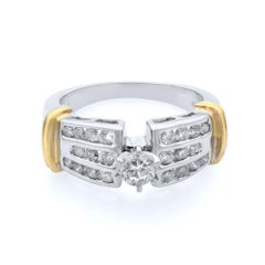 Rachel Koen Anillo de diamantes para mujer Oro blanco y amarillo de 14 quilates 0,75 ctw