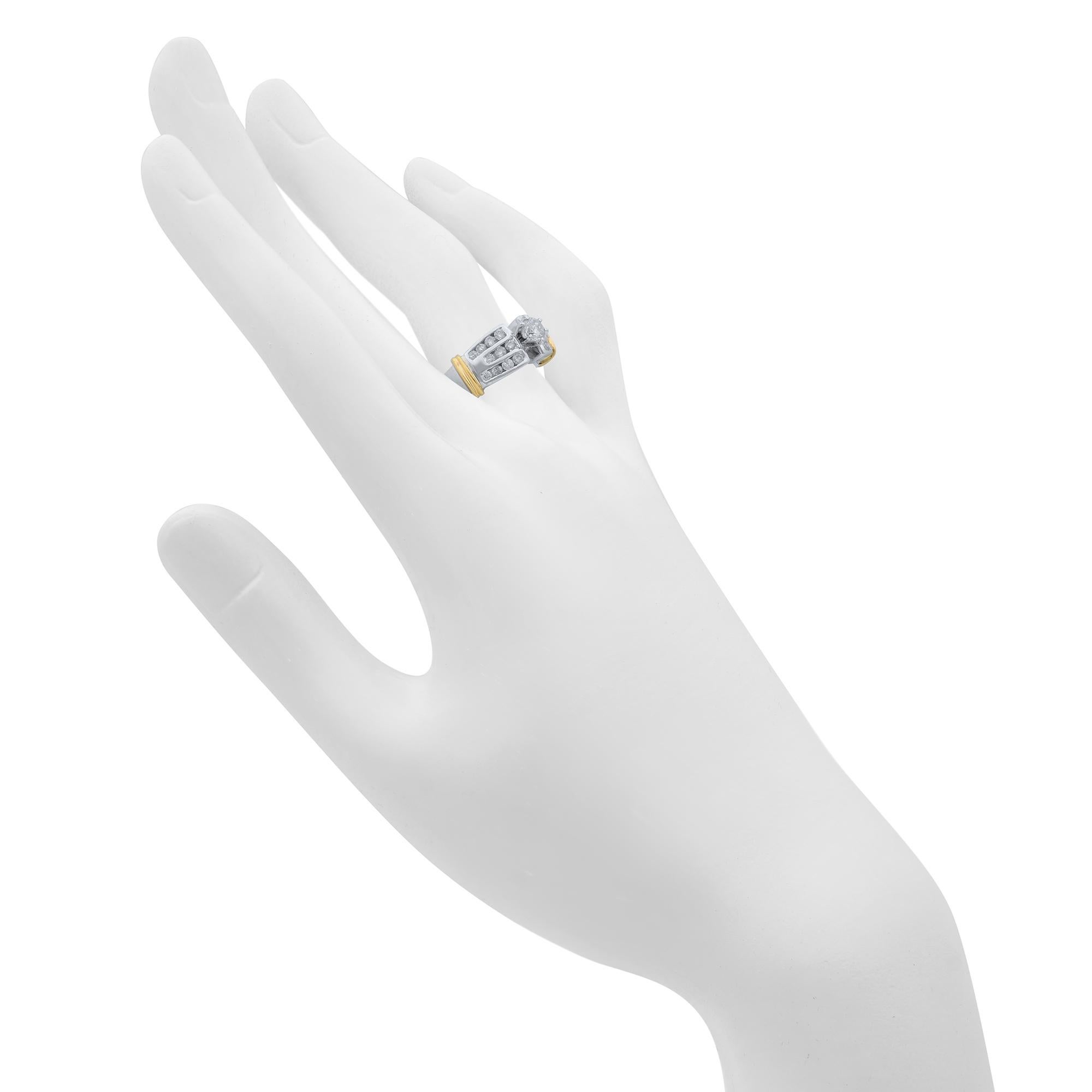 Rachel Koen Diamant-Damenring 14K Weiß- und Gelbgold 0,75cttw im Angebot 1