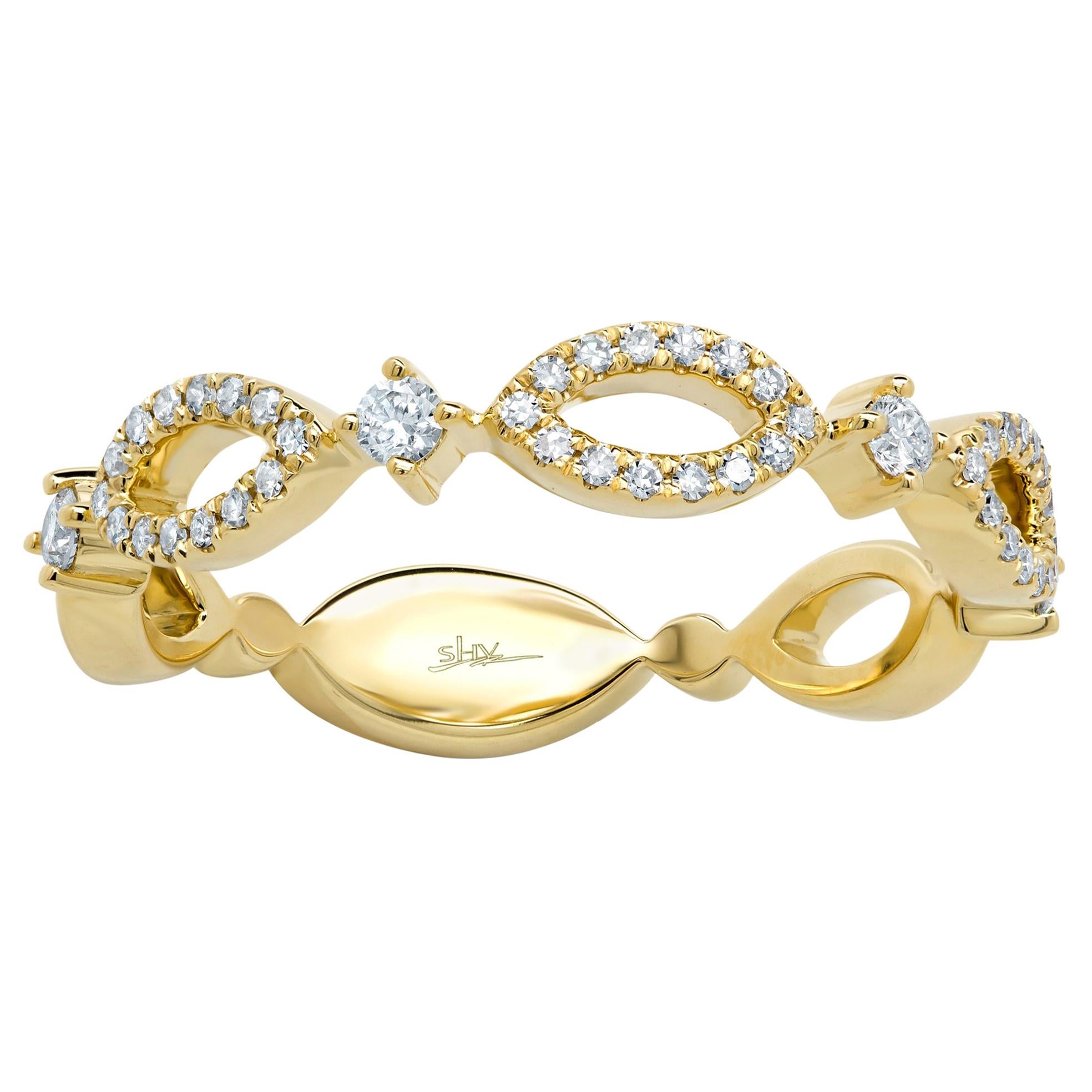 Rachel Koen Diamond Ladies Ring 14K Yellow Gold 0.22cttw For Sale