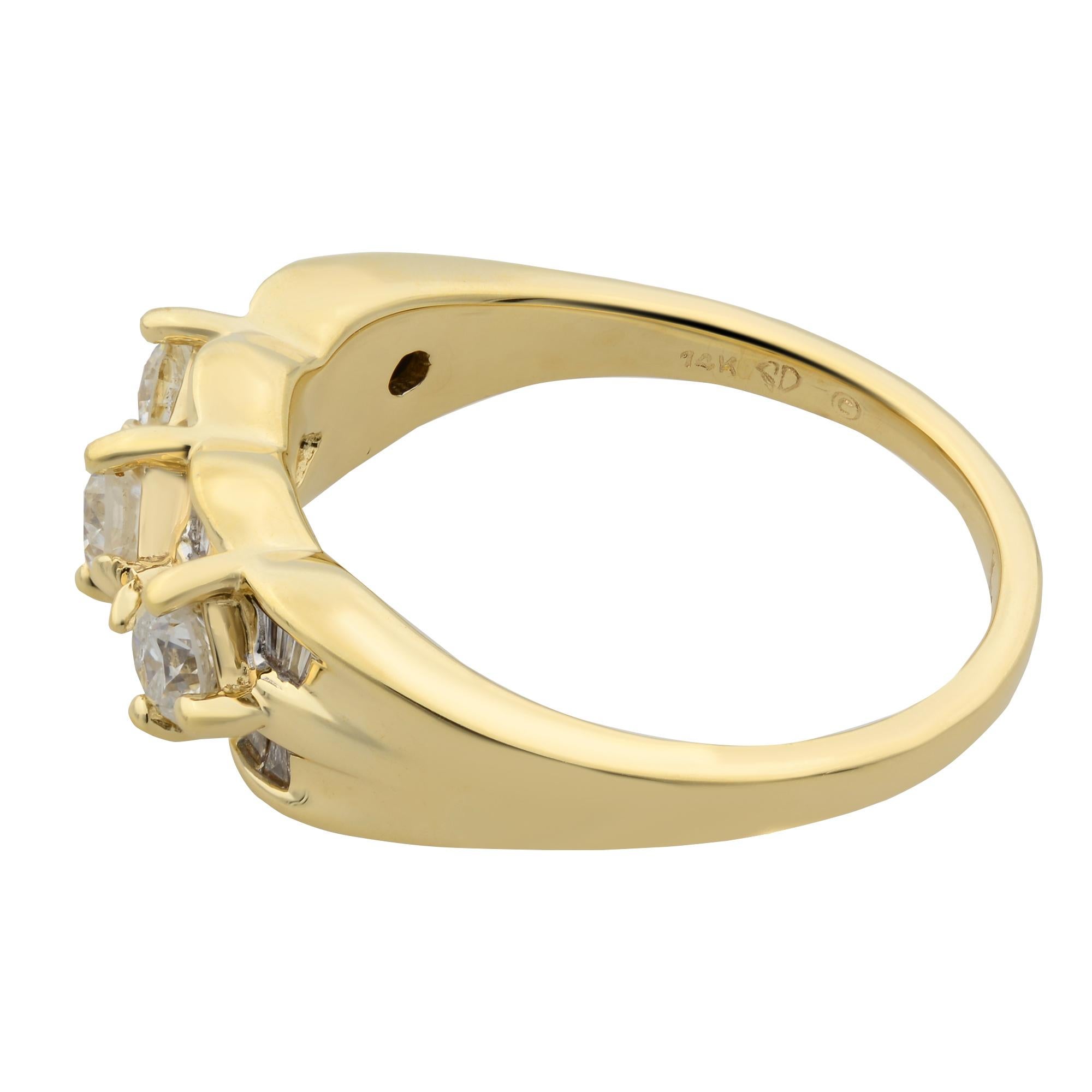 Baguette Cut Rachel Koen Diamond Ladies Ring 14K Yellow Gold 0.62cttw For Sale