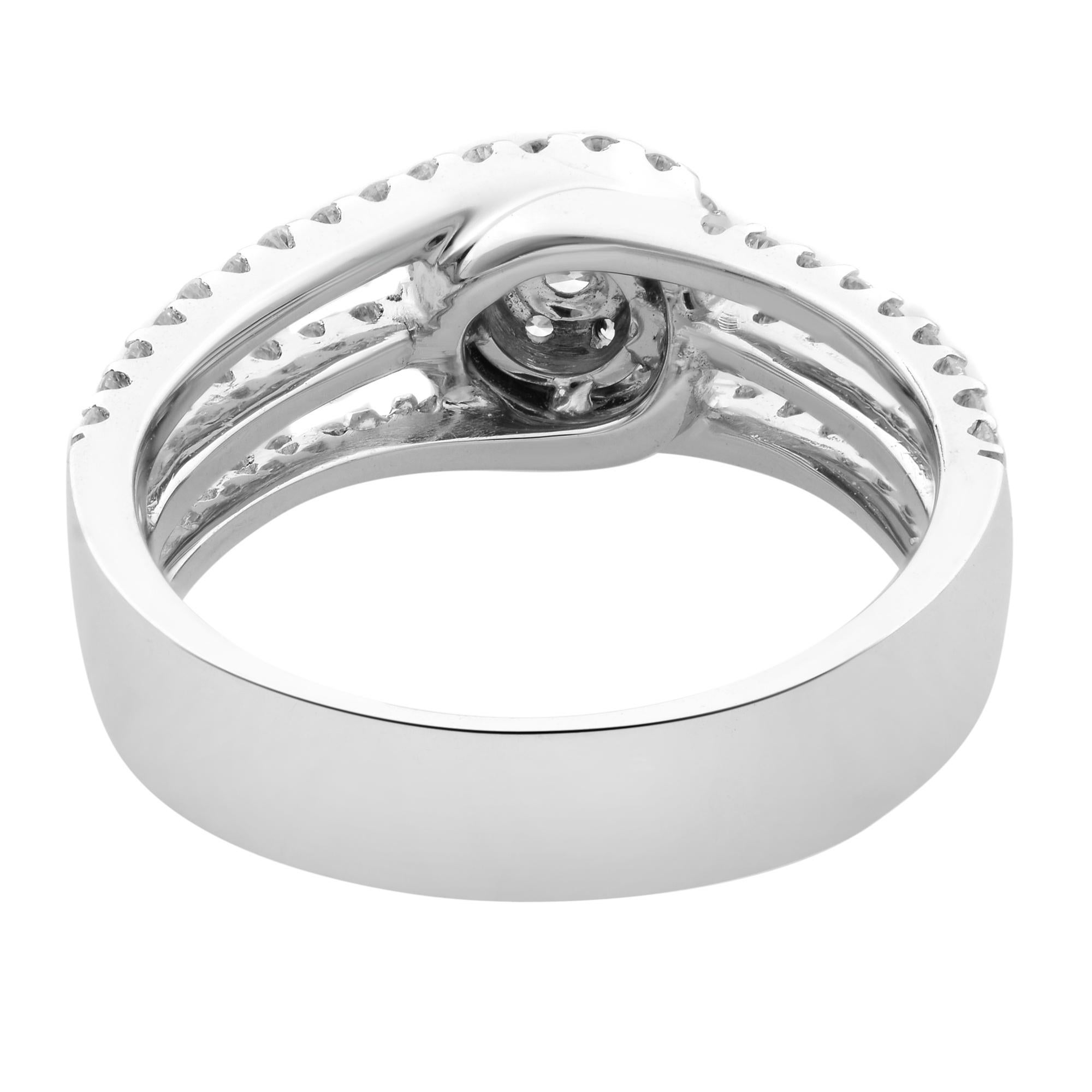 Rachel Koen Diamond Ladies Ring 18K White Gold 0.91cttw In New Condition For Sale In New York, NY