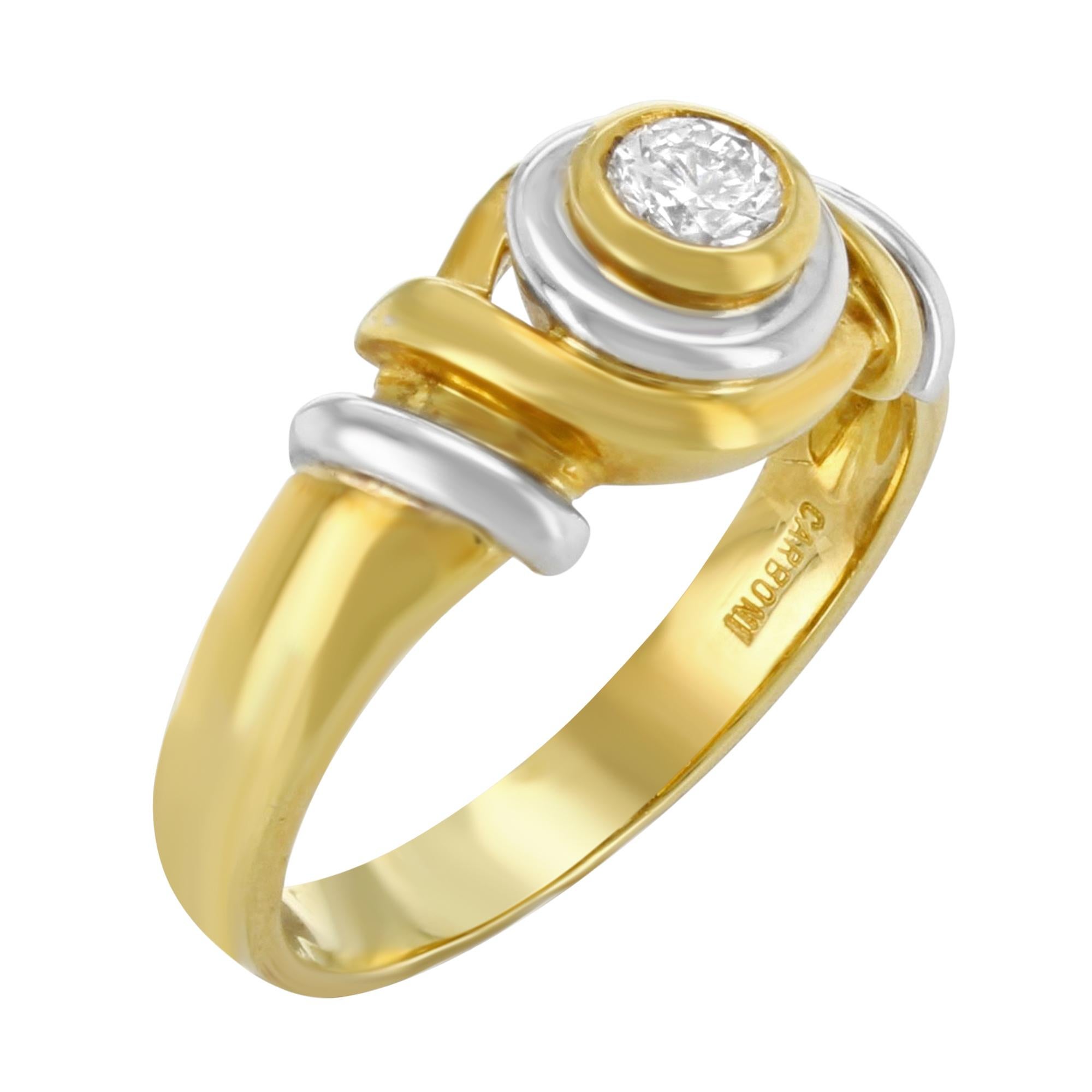 Modern Rachel Koen Diamond Ladies Ring 18K Yellow White Gold 0.20 Cttw For Sale