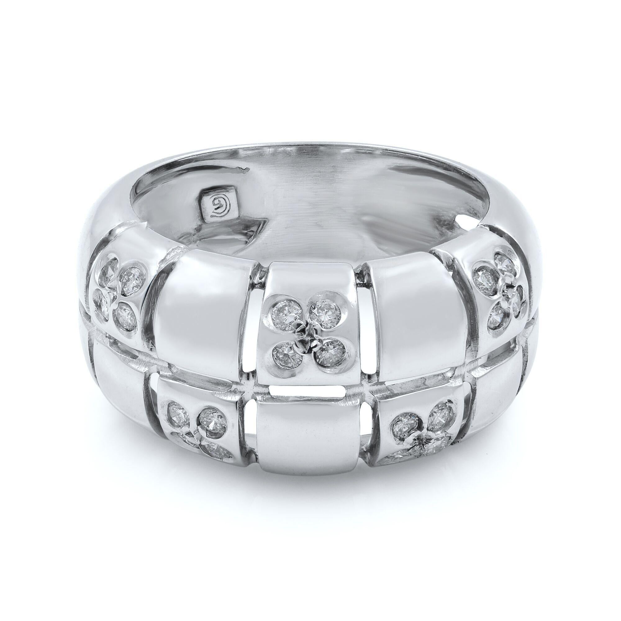 Modern Rachel Koen Diamond Ladies Ring Band 14k White Gold 0.30 Cttw For Sale