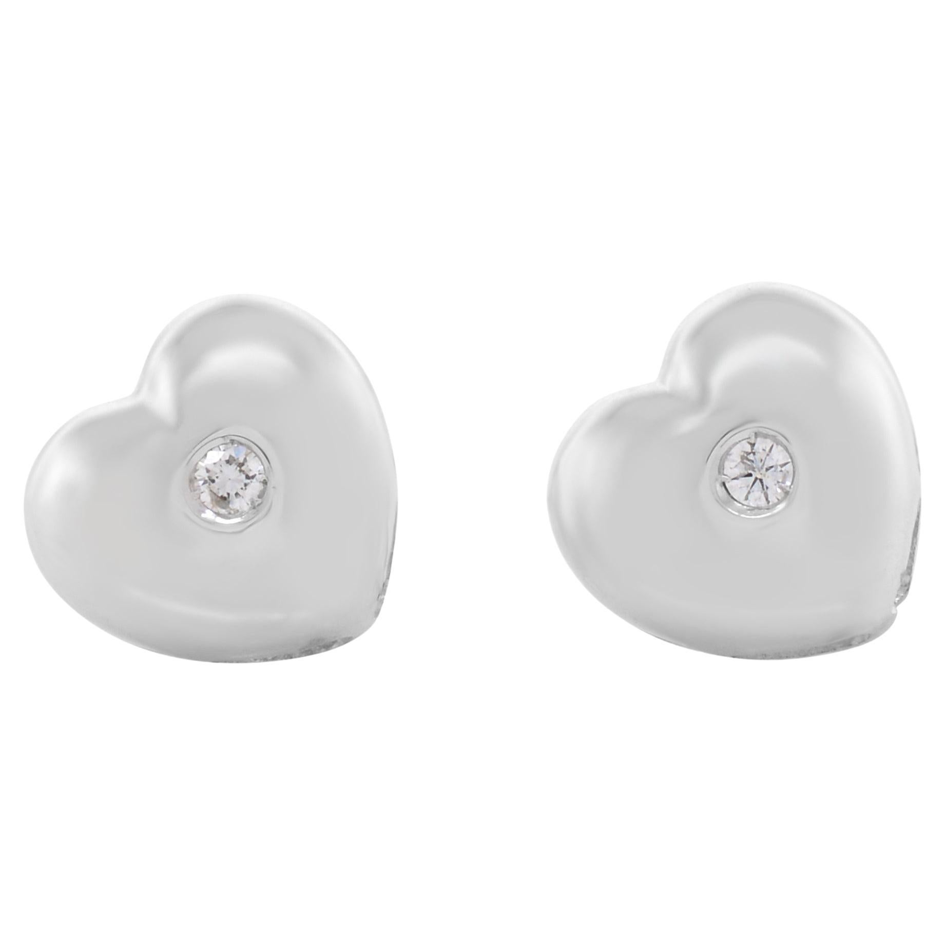 Rachel Koen Clous d'oreilles pour femmes en or blanc 18 carats avec diamants (0,05 ct. pt.)