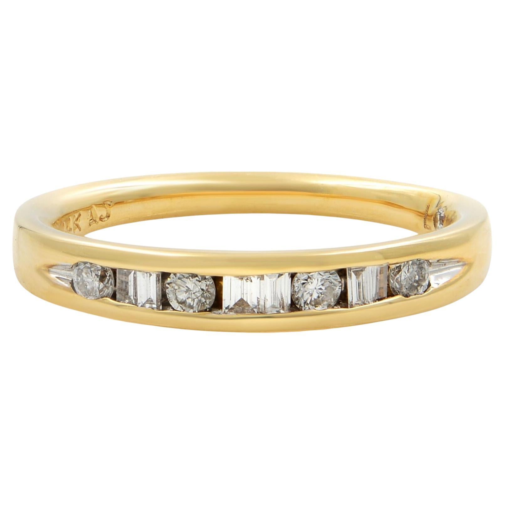 Rachel Koen Diamond Ladies Wedding Band 14K Yellow Gold 0.25 Cttw Size 7 For Sale