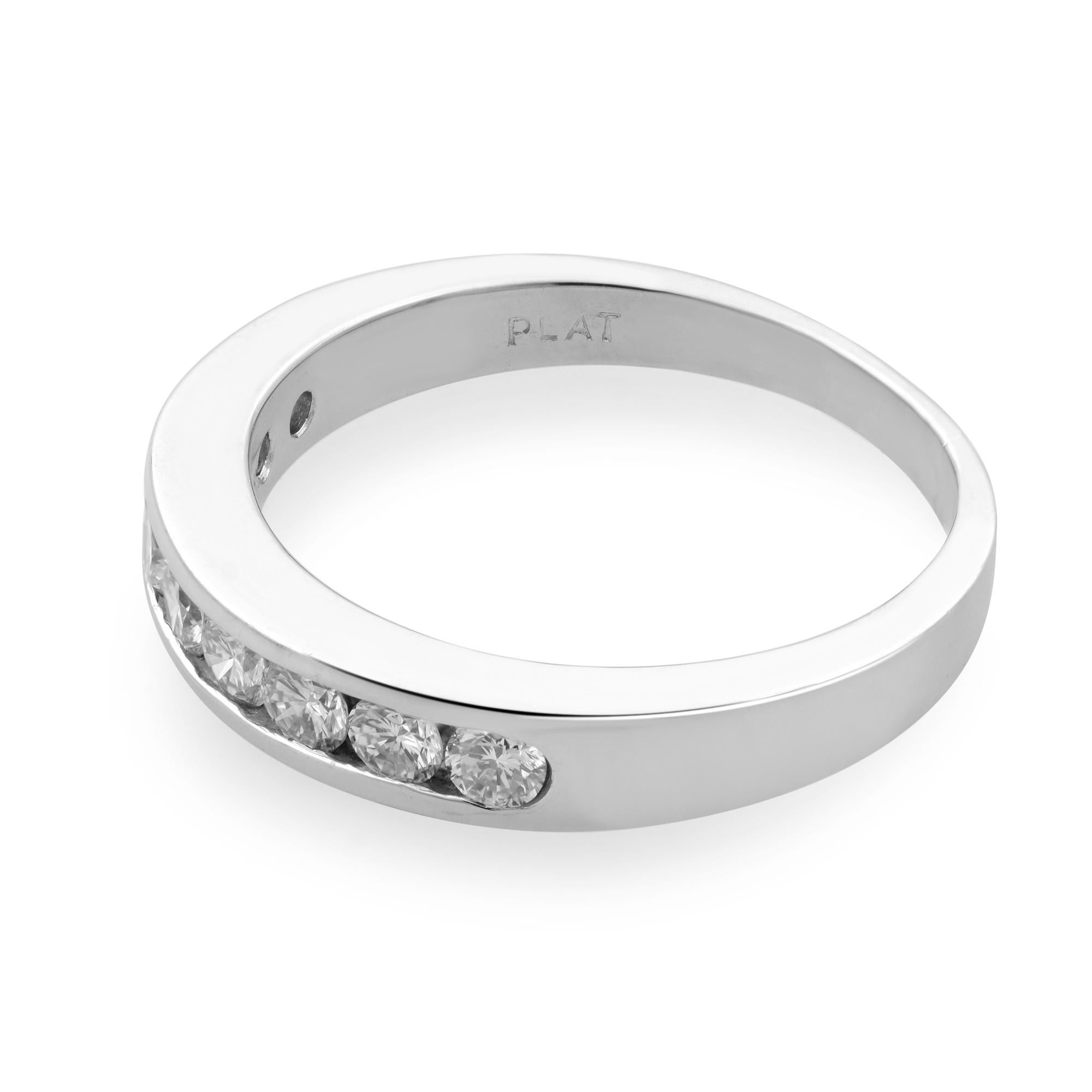 Modern Rachel Koen Diamond Ladies Wedding Band Ring Platinum 0.50cttw For Sale