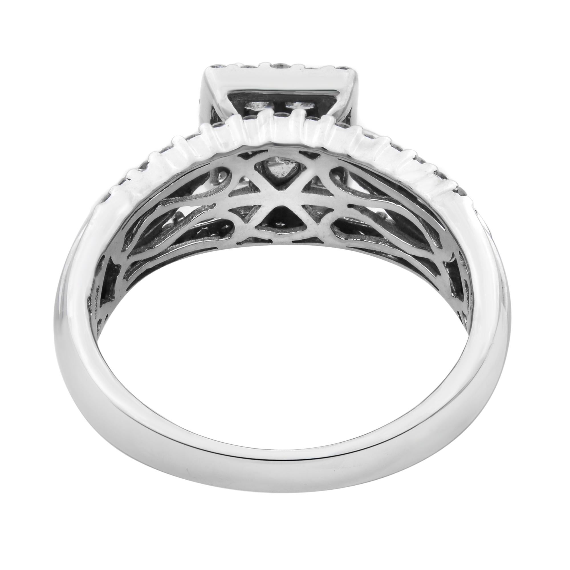 Rachel Koen Diamond Ladies Wedding Ring 14K White Gold 1.25cttw In New Condition For Sale In New York, NY