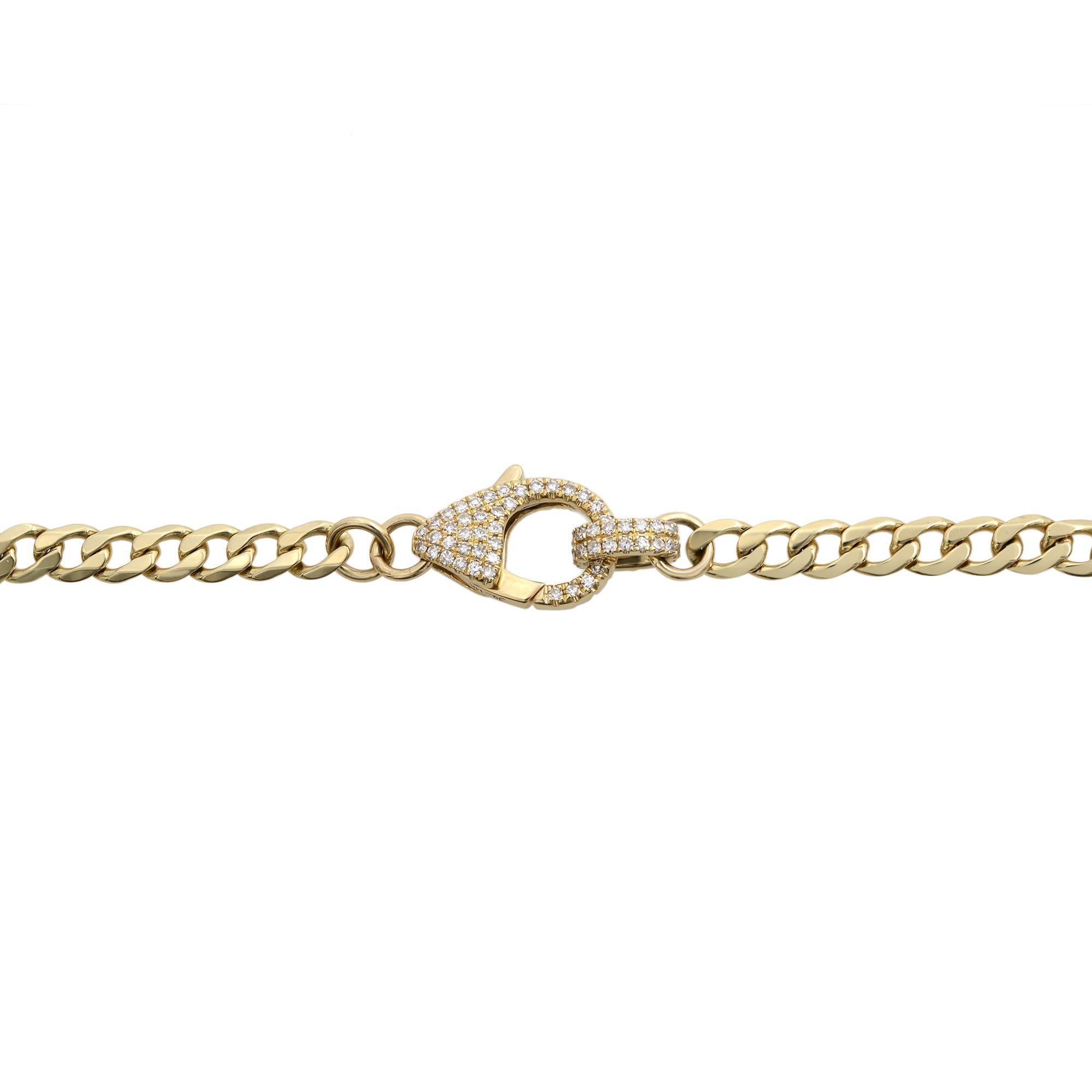 Modern Rachel Koen Diamond Link Chain Bracelet 14K Yellow Gold 0.25Cttw 7 Inches For Sale