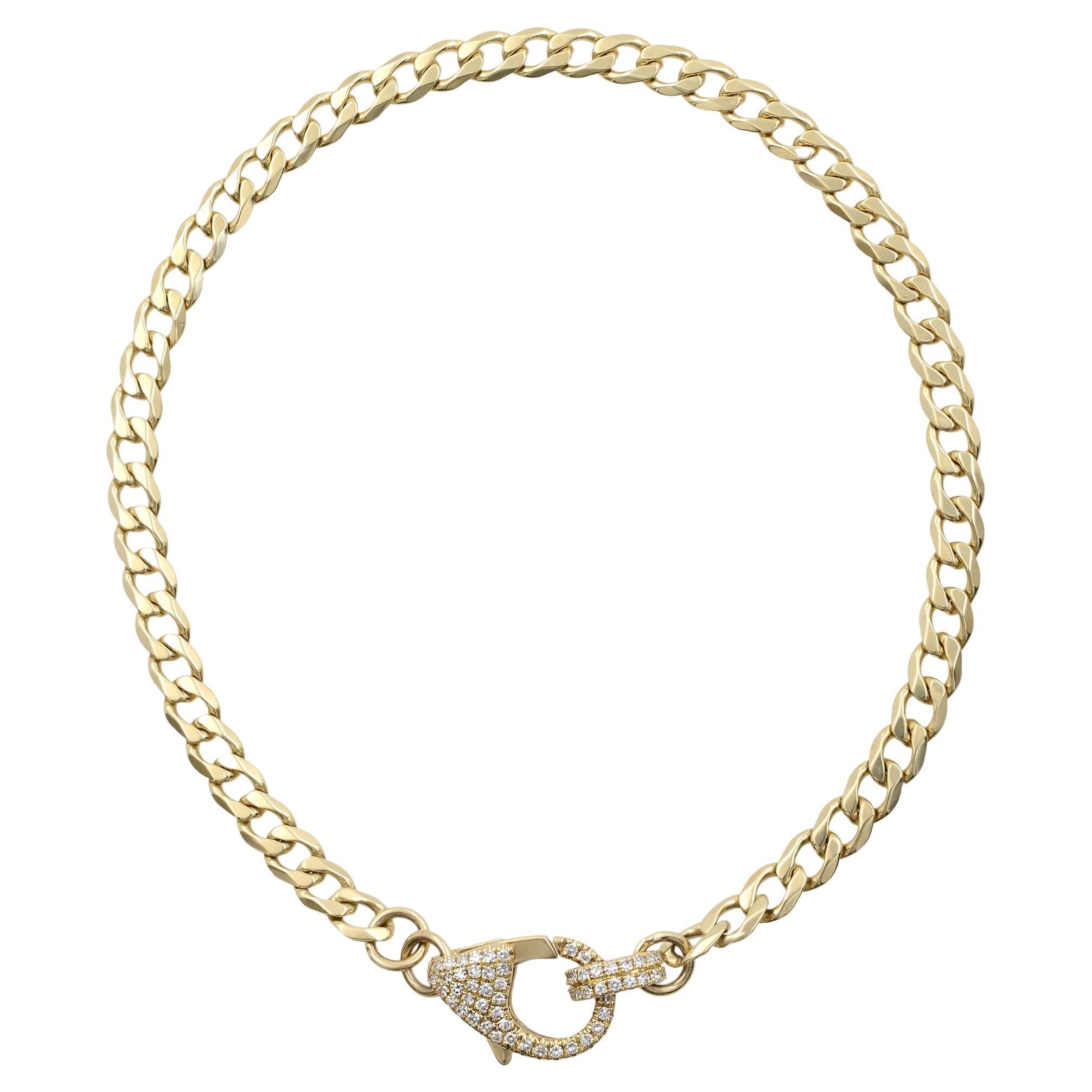 Rachel Koen Diamond Link Chain Bracelet 14K Yellow Gold 0.25Cttw 7 Inches