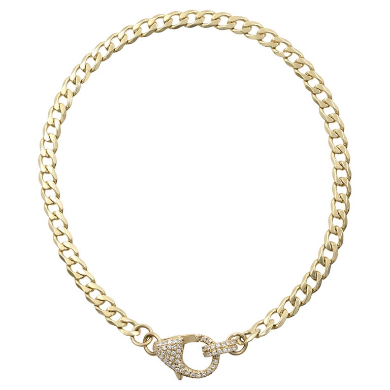 Rachel Koen Diamond Link Chain Bracelet 14K Yellow Gold 0.25Cttw 7
