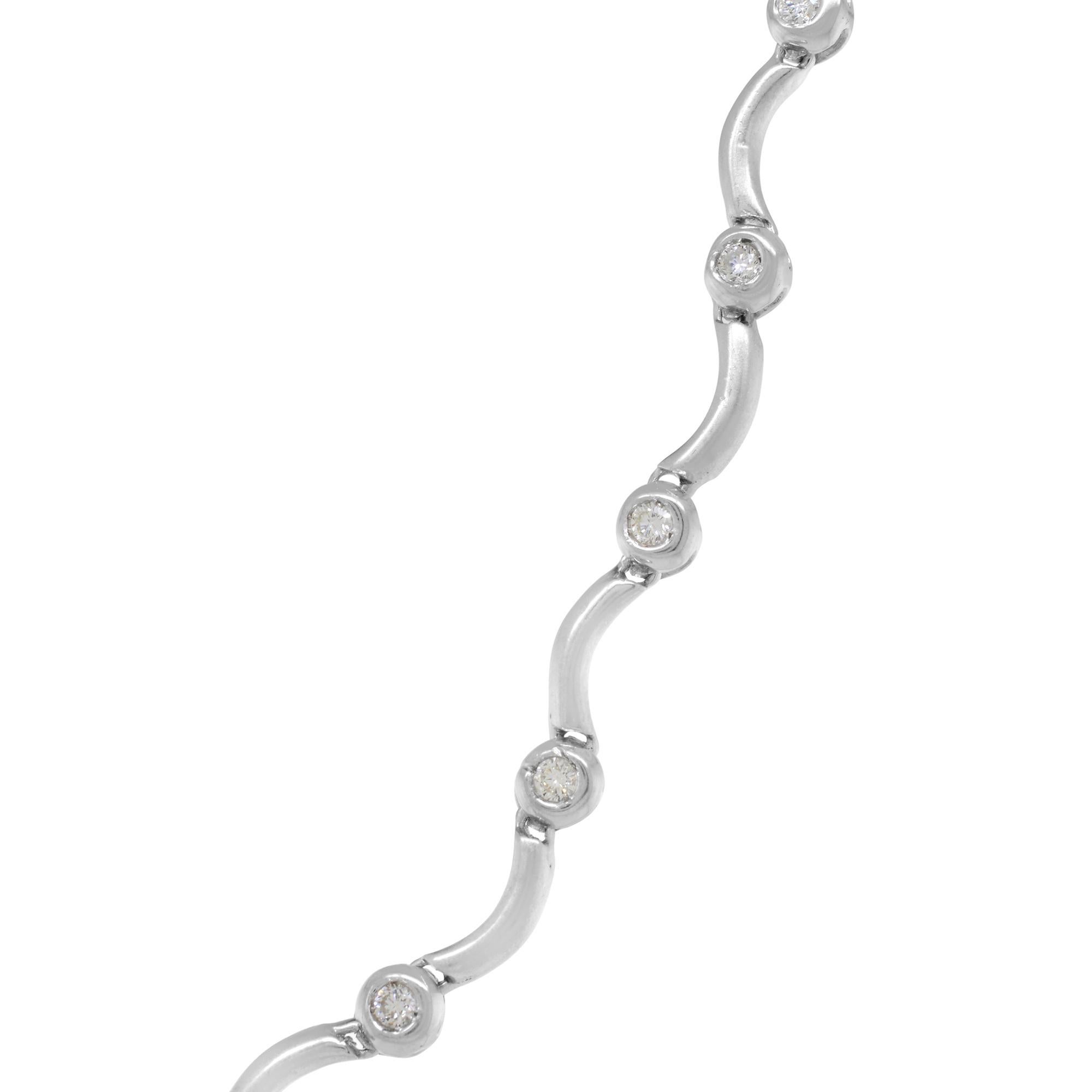 Modern Rachel Koen Diamond Link Necklace 18k White Gold 0.95Cttw For Sale