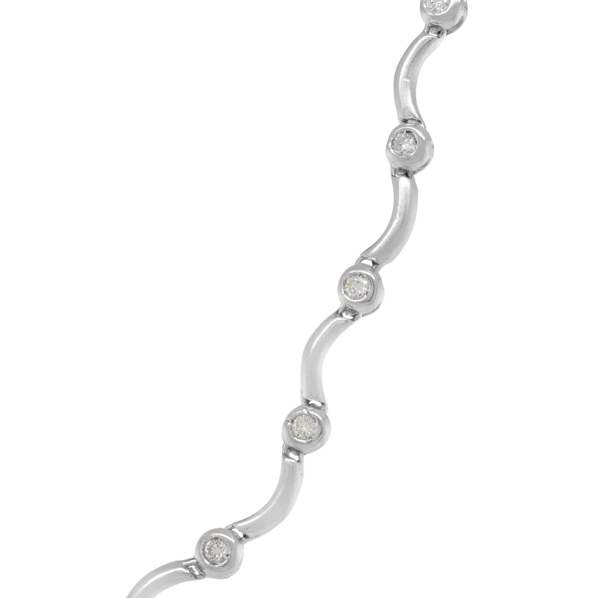 Moderne Rachel Koen Collier à maillons en or blanc 18 carats avec diamants 0,95 carat en vente
