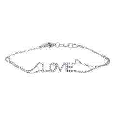 Rachel Koen Diamond Love Chain Bracelet 18K White Gold 0.12cttw