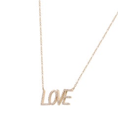 Rachel Koen Diamond Love Necklace 14K Yellow Gold 0.21Cttw