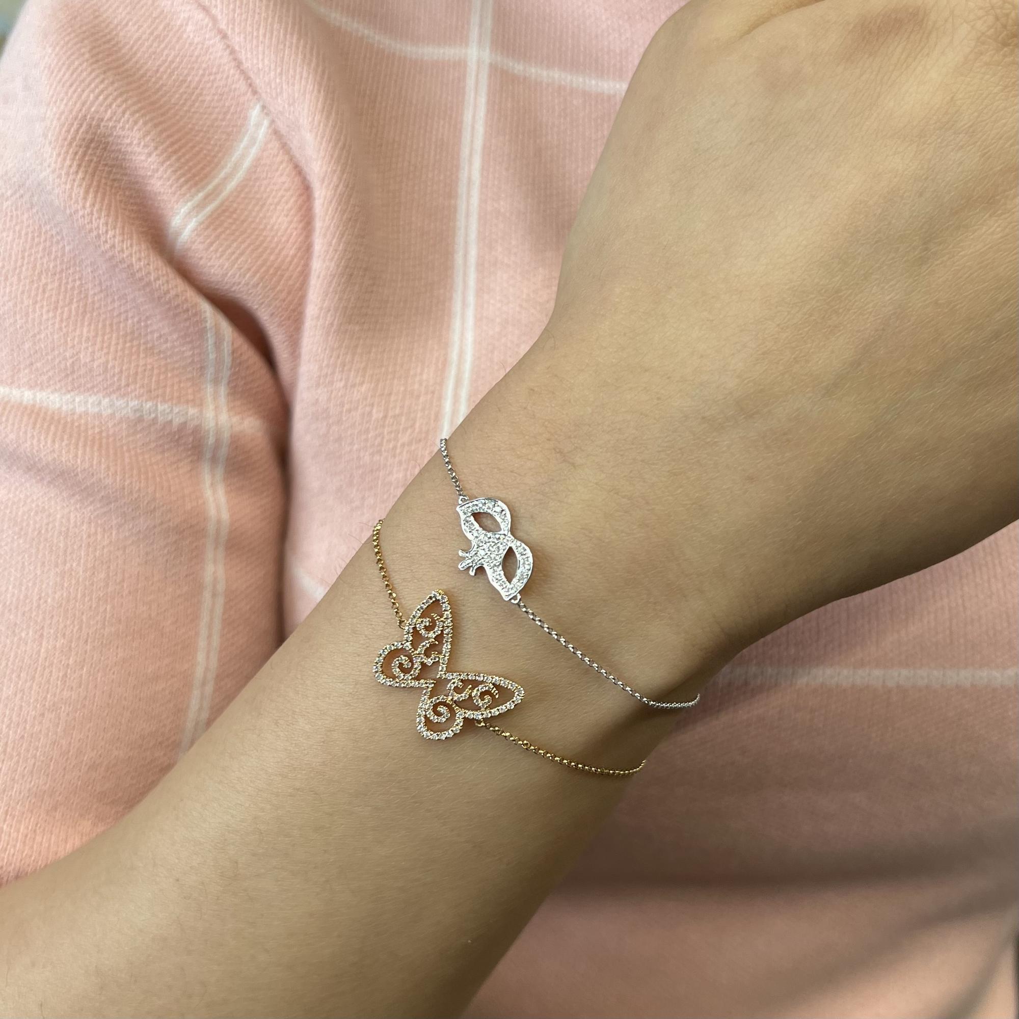 Taille ronde Rachel Koen Bracelet masquerade à chaîne simple en diamants 0,23 carat en vente
