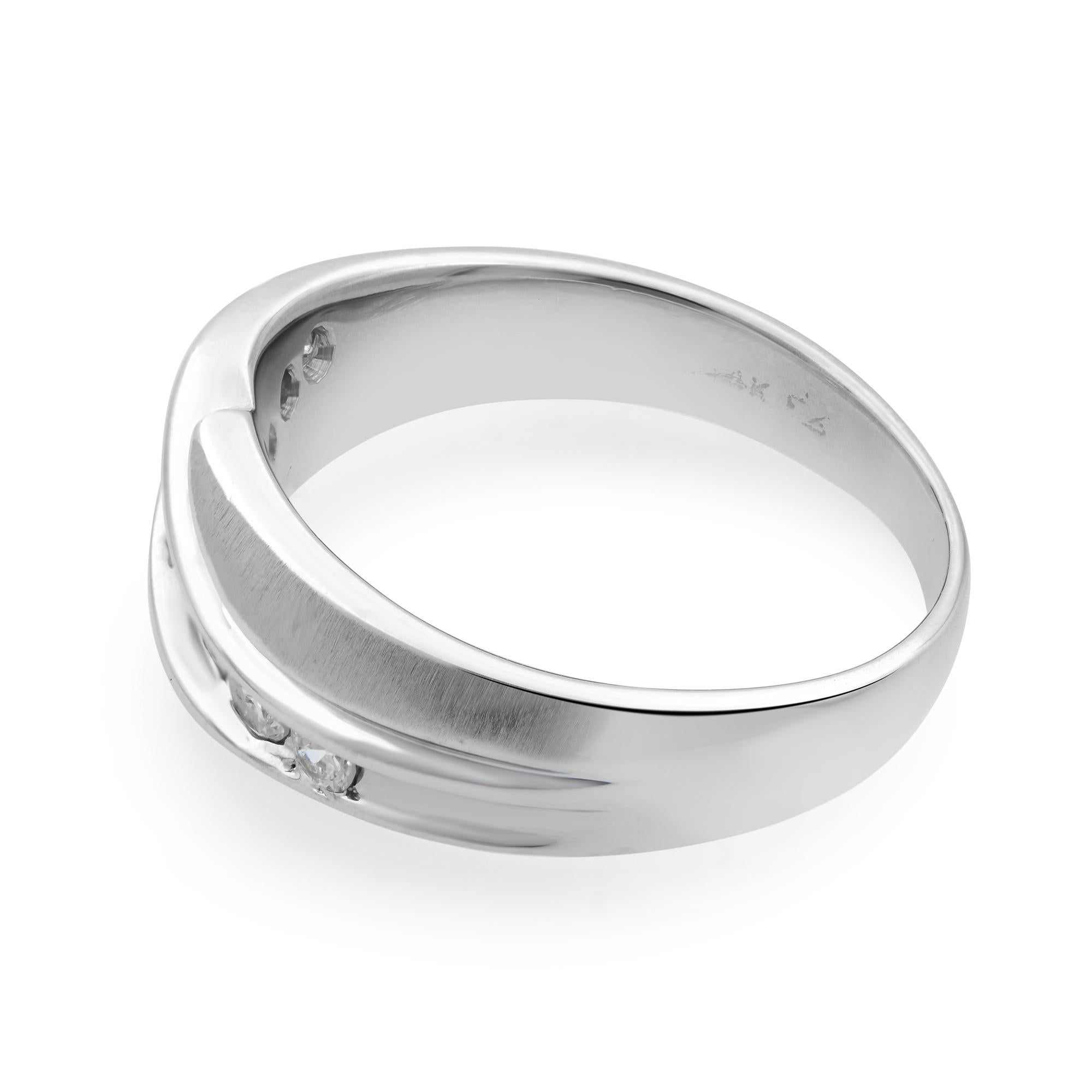 Rachel Koen Diamond Mens Ring 14K White Gold 0.50cttw In New Condition For Sale In New York, NY