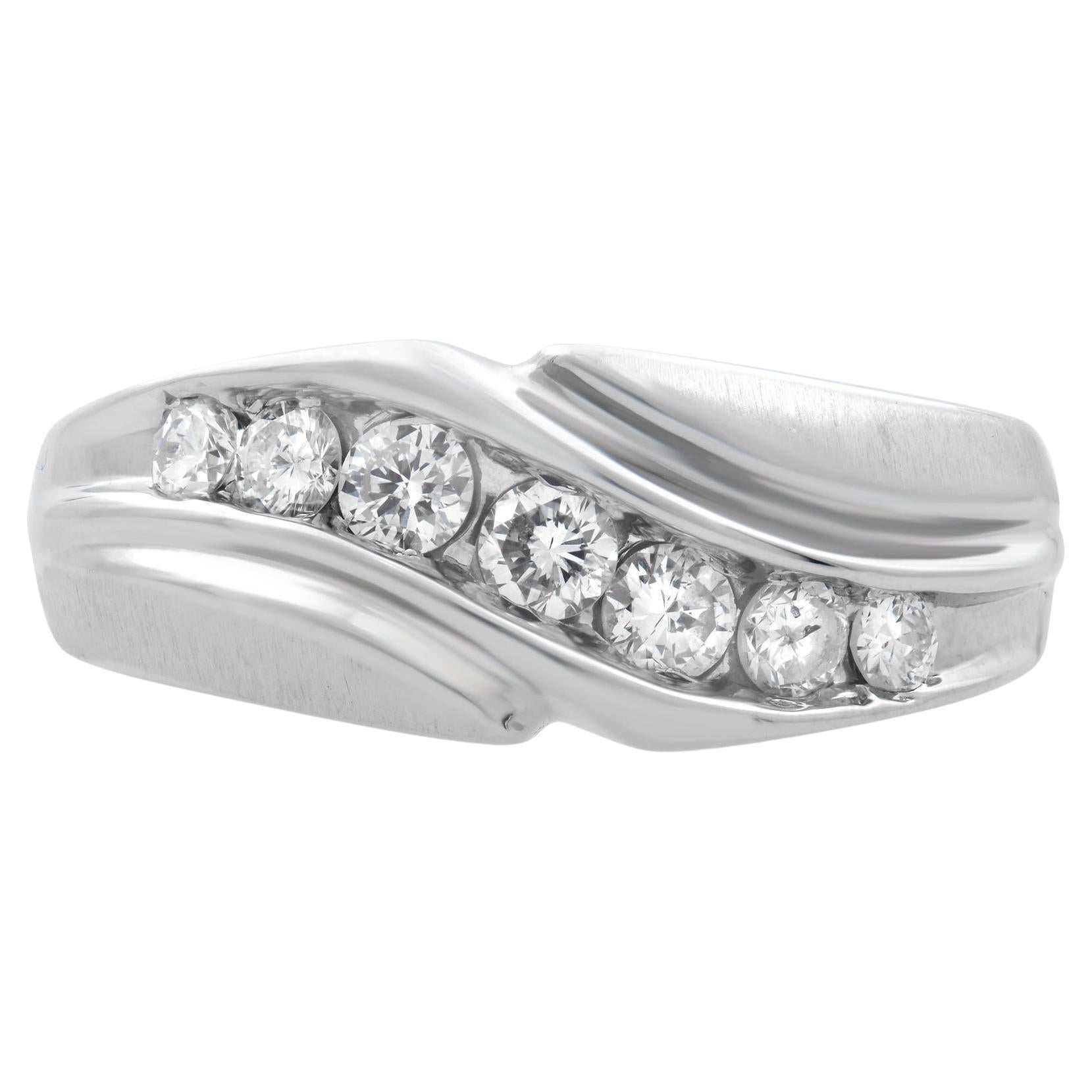 Rachel Koen Diamond Mens Ring 14K White Gold 0.50cttw For Sale