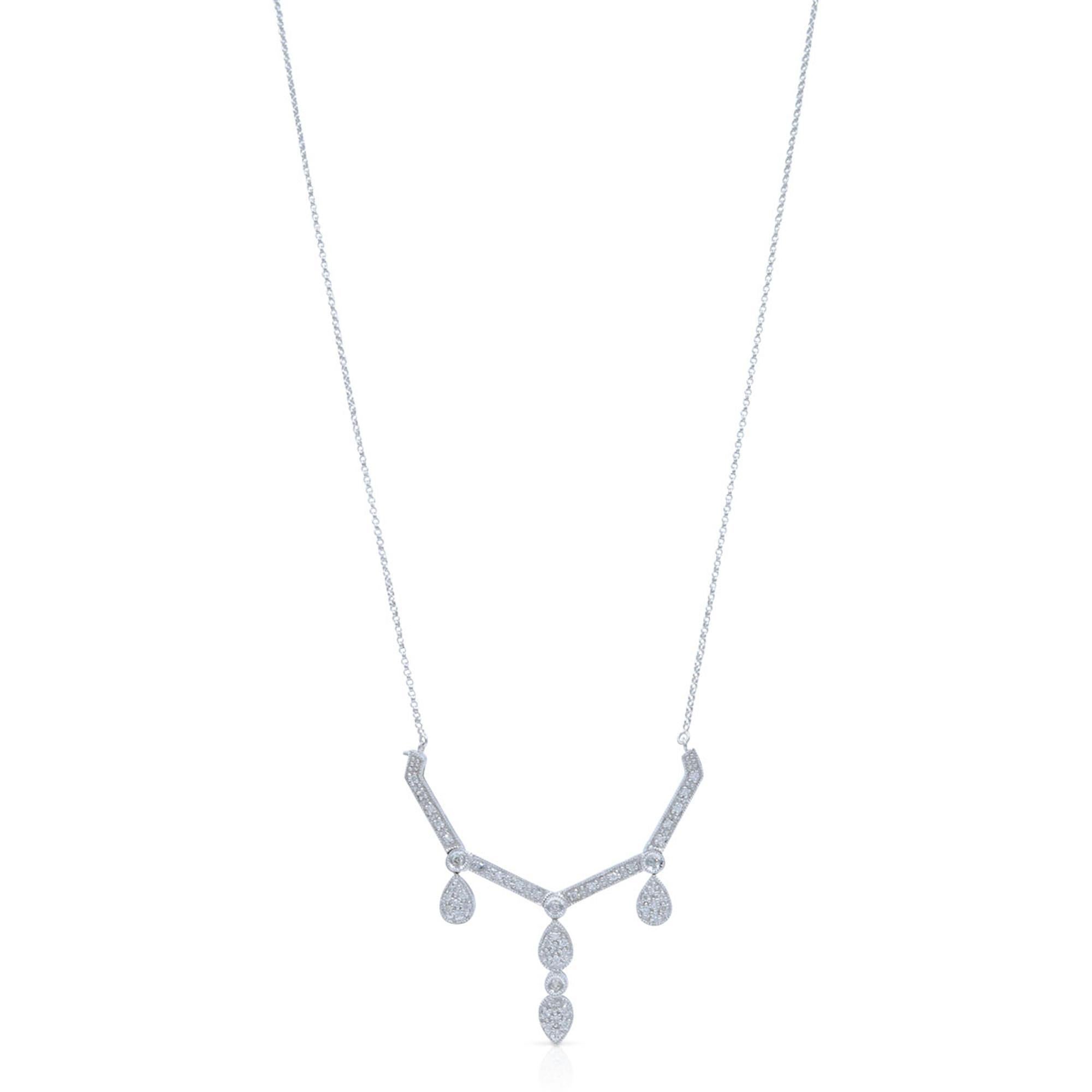 Moderno Collana di diamanti Rachel Koen con catena Transformer in oro bianco 14K 1,00cts in vendita
